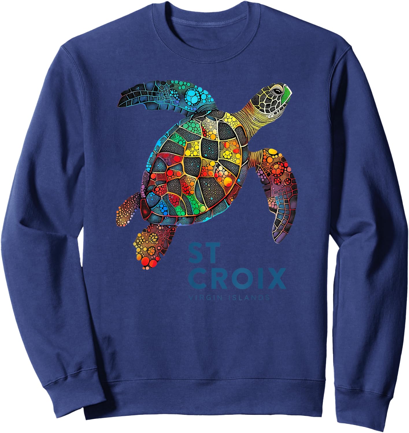 St Croix Virgin Islands Vintage Vacation Shirt Sea Turtle Sweatshirt - Sweatshirt | Navy