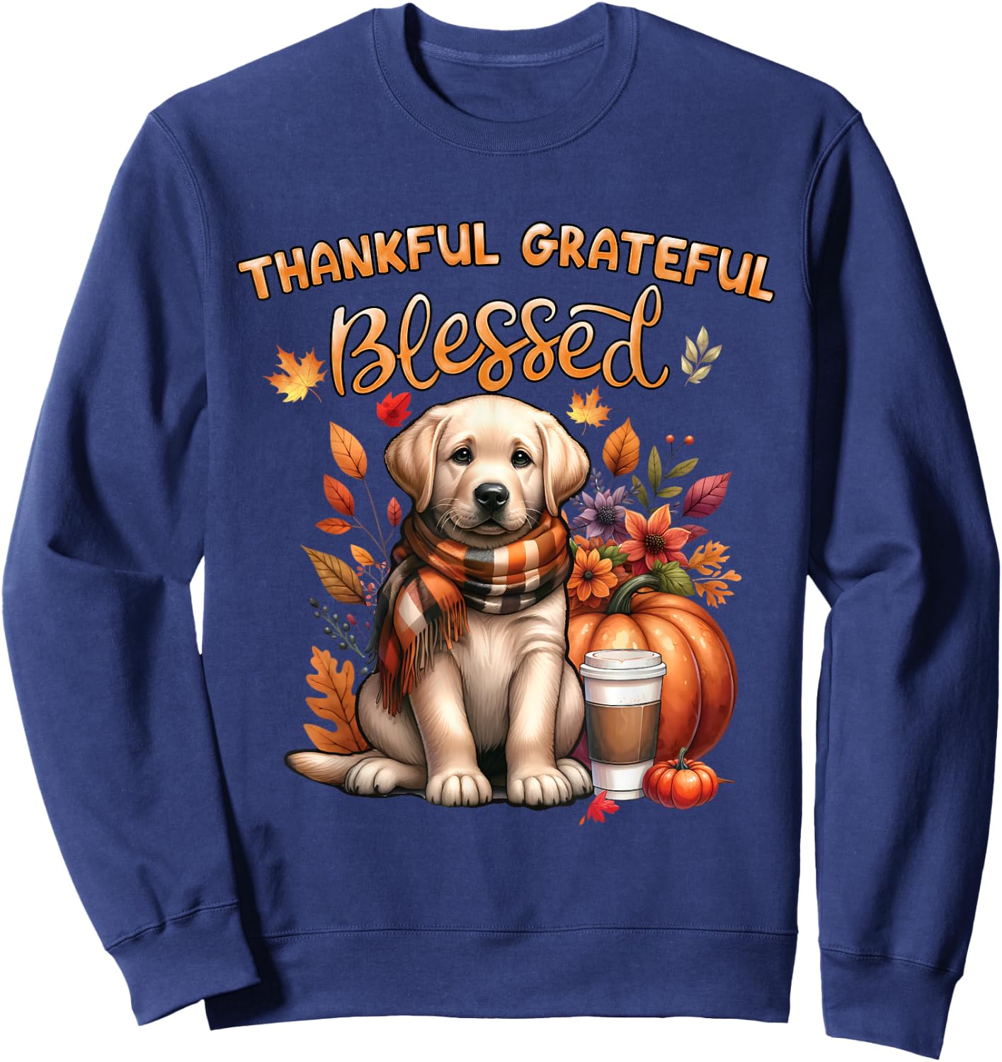 Labrador Retriever Dog pumpkin spice Happy Fall Yall autumn Sweatshirt - Sweatshirt | Navy