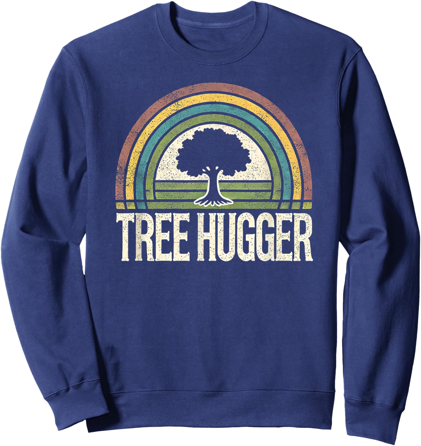 Retro Tree Hugger Design Sweatshirt - Sweatshirt | Navy