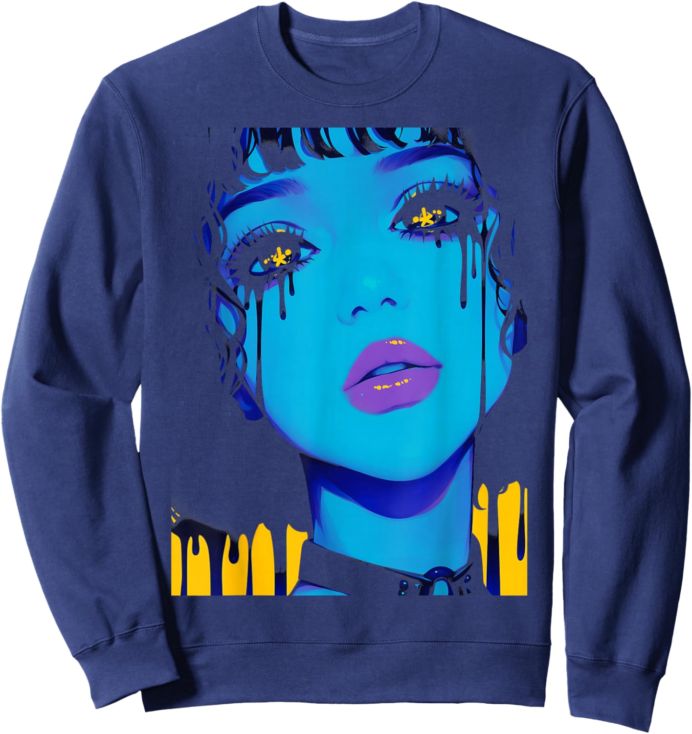 Cybergoth Cybercore Grunge Punk Goth Girl Alt Anime Manga Sweatshirt - Sweatshirt | Navy