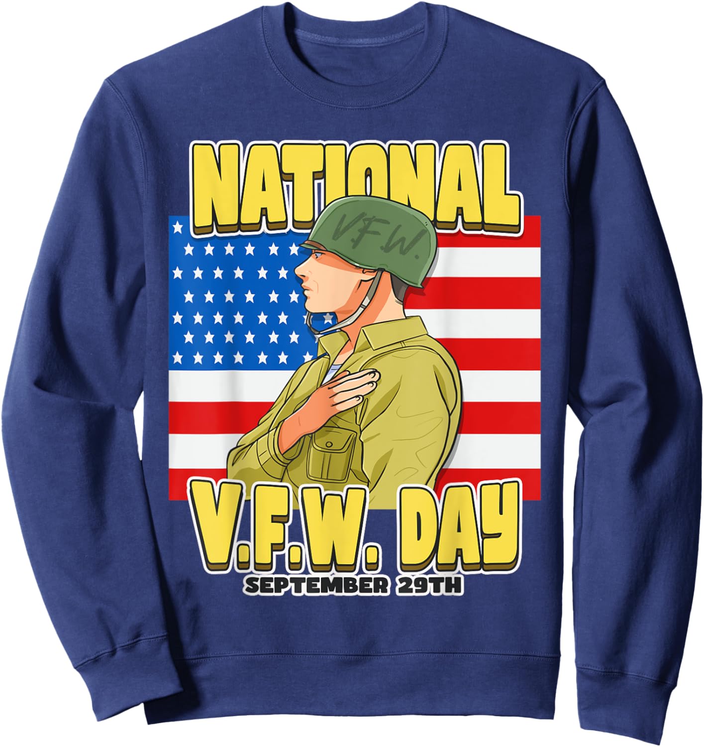 National V.F.W. Day September 29th USA flag Sweatshirt - Sweatshirt | Navy