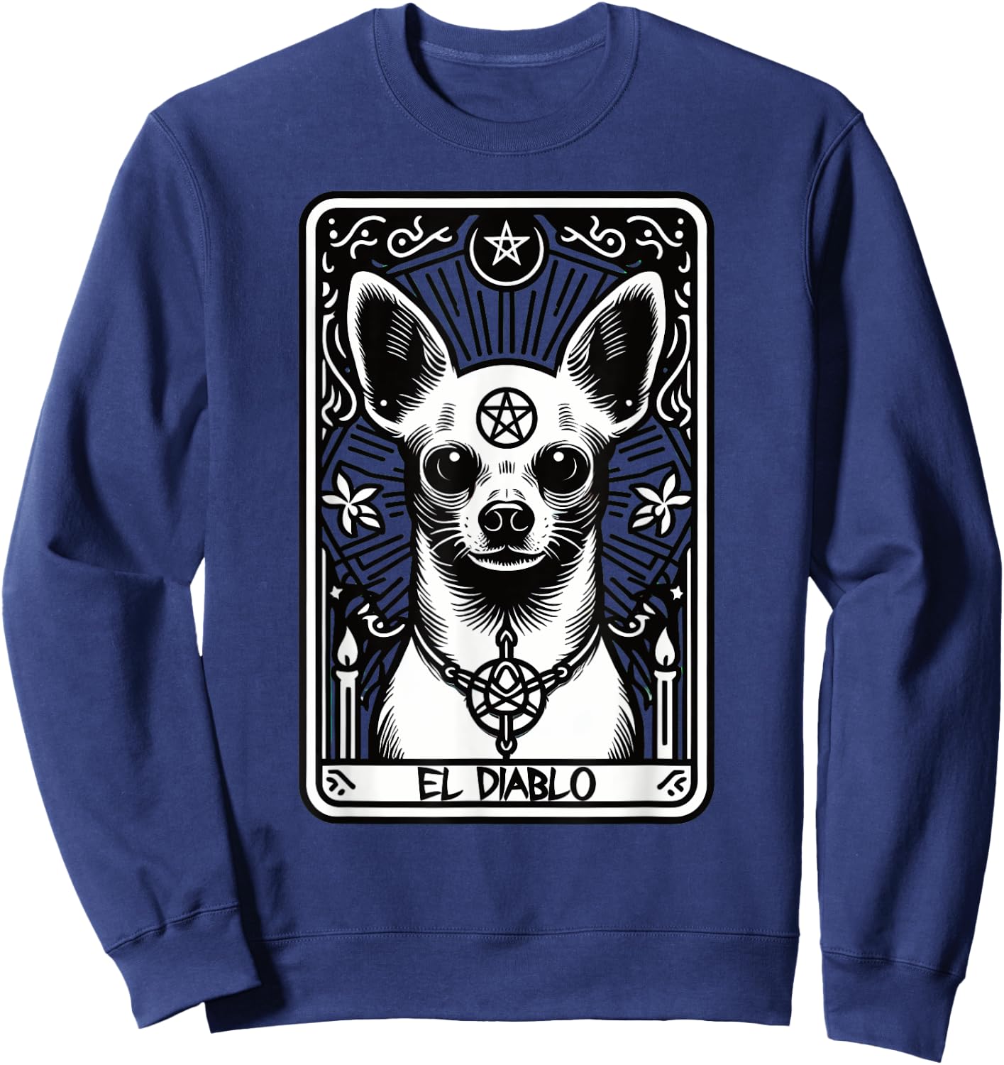 Tarot Card Dog The Devil, Satanic Goth Halloween Chihuahua Men Women Sweatshirt - Sweatshirt | Navy