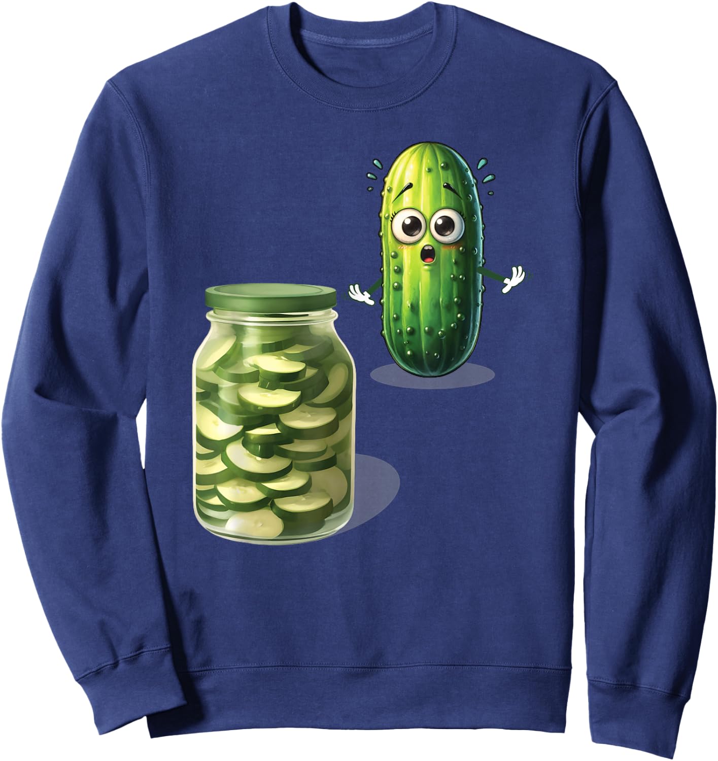 Cucumber Meme Funny Halloween Costume Shocked Pickle Sweatshirt - Sweatshirt | Navy