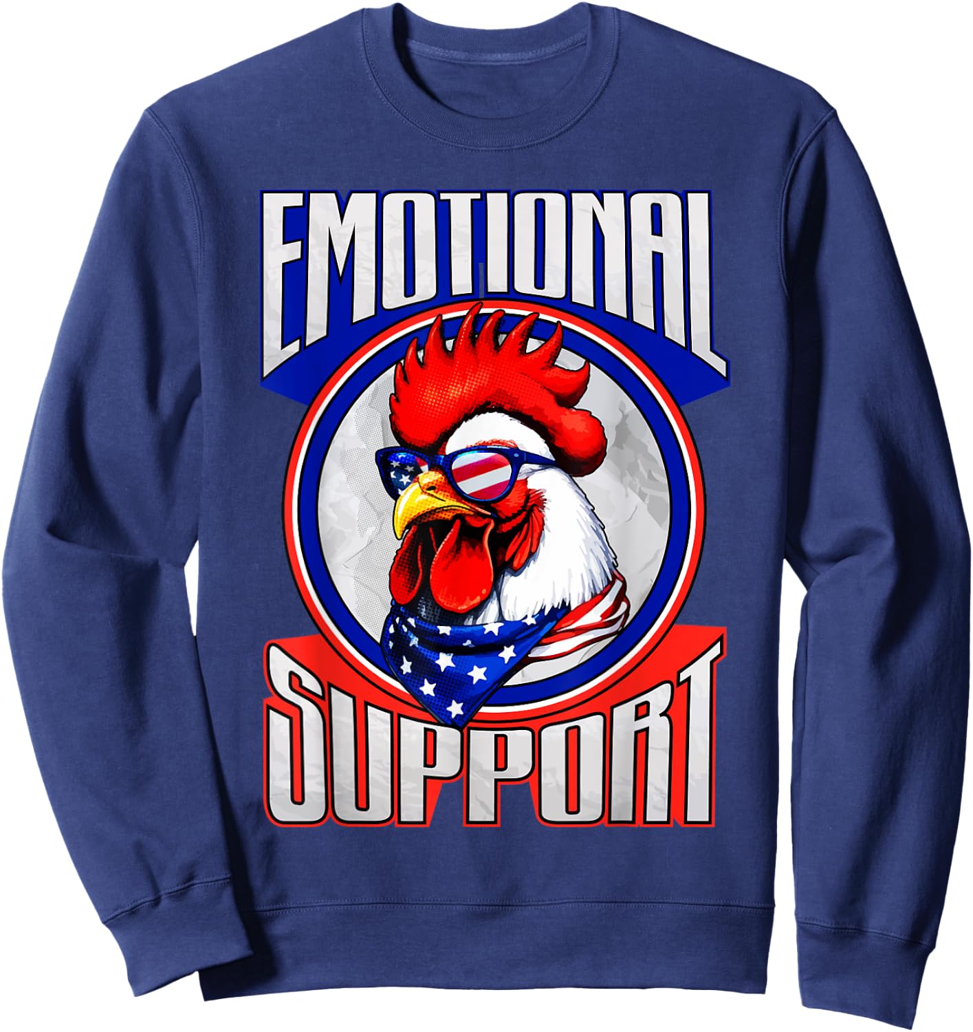 Emotional Support Chicken Lover Gift Funny Rooster Sweatshirt - Sweatshirt | Navy