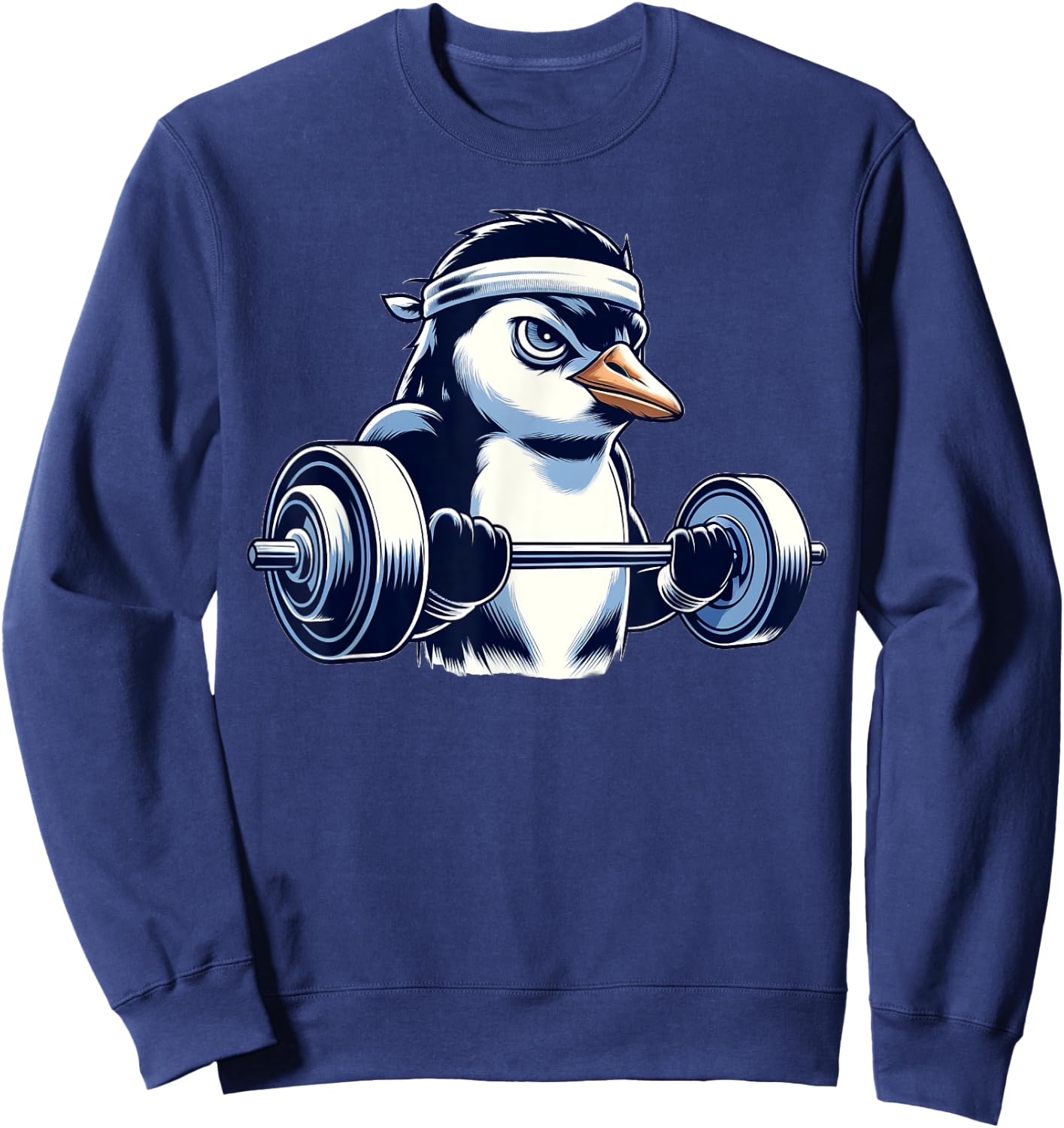 Penguin Powerlifting Weightlifting Gym Workout Sweatshirt - Sweatshirt | Navy