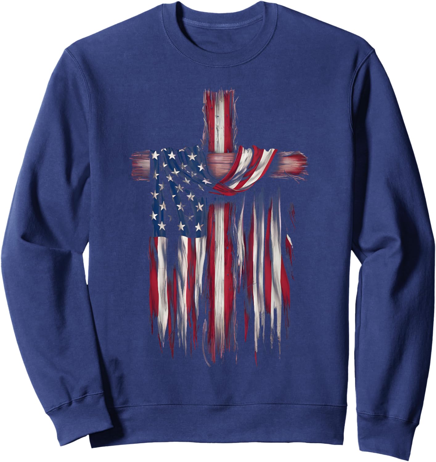 USA Flag Religious Quote 4th of July Christian Faith Sweatshirt - Sweatshirt | Navy