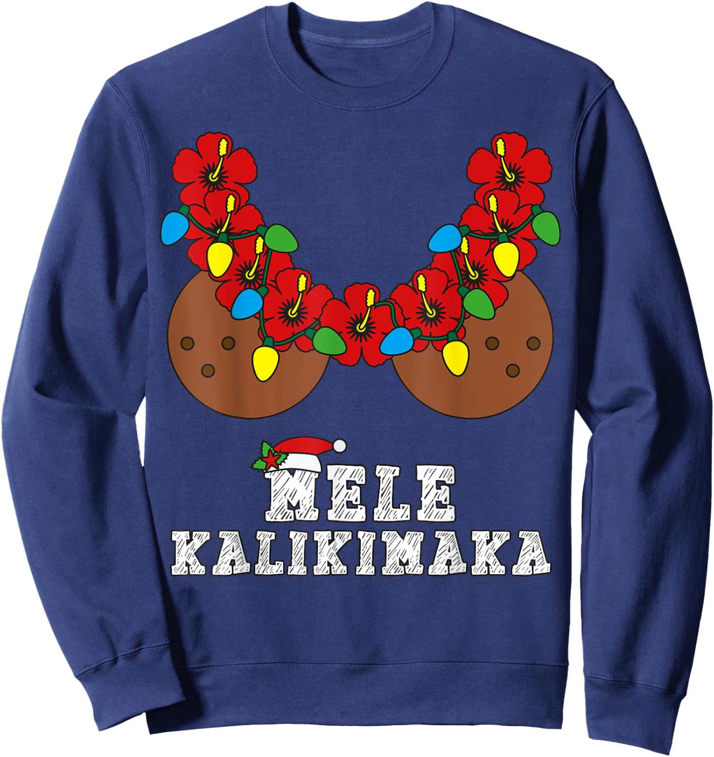 Christmas in July Mele Kalikimaka Coconut Bra Hawaiian Beach Women Sweatshirt - Sweatshirt | Navy