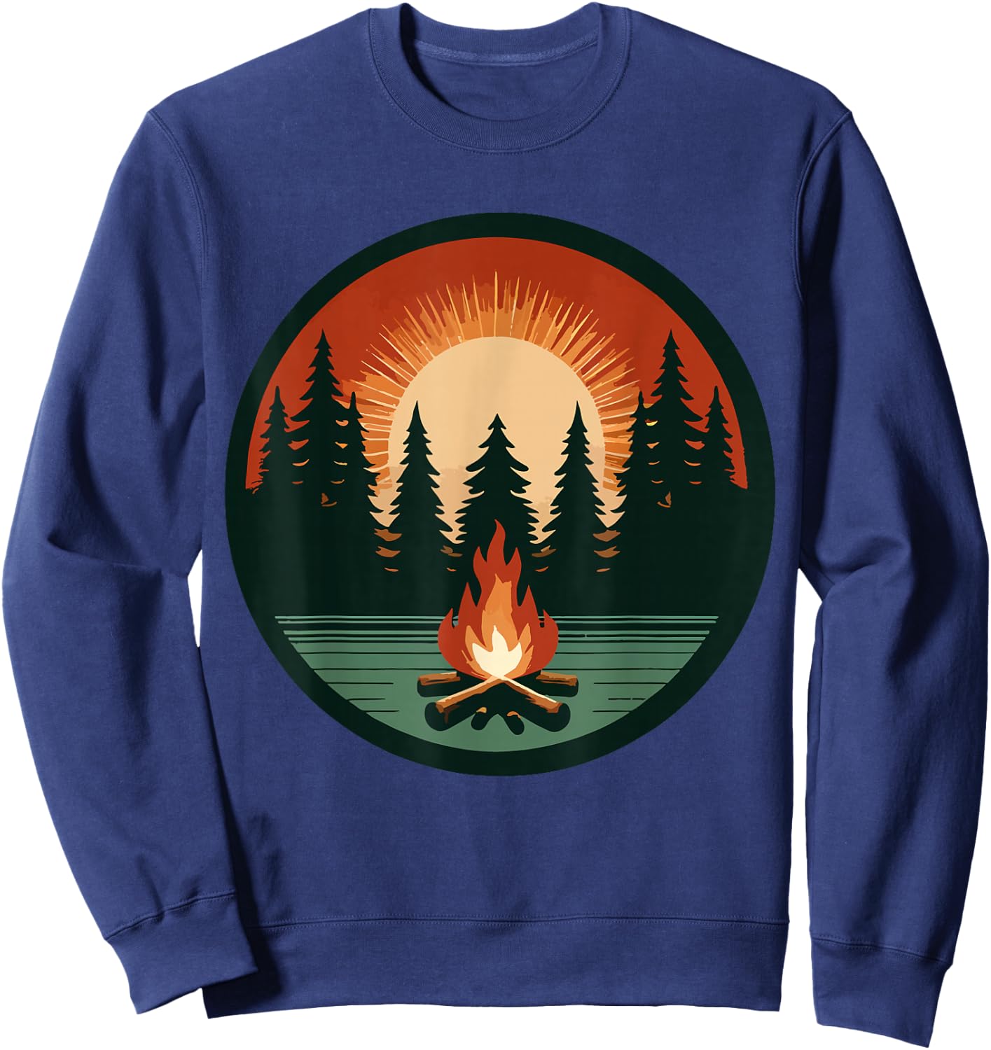 Retro Vintage Campfire Camping Camper Outdoor Camp Men Women Sweatshirt - Sweatshirt | Navy