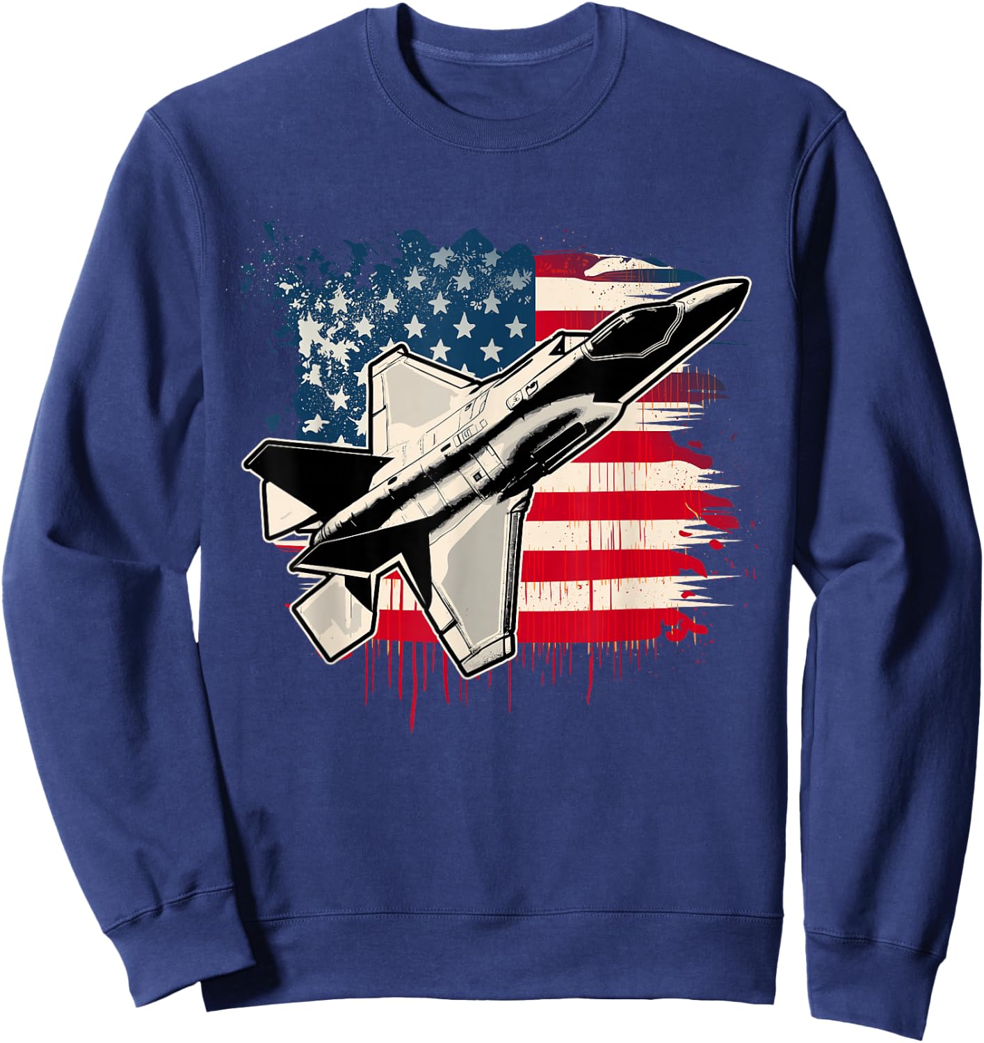 USA Fighter Jet F-35 4th of July Men Women Kids Patriotic Sweatshirt - Sweatshirt | Navy