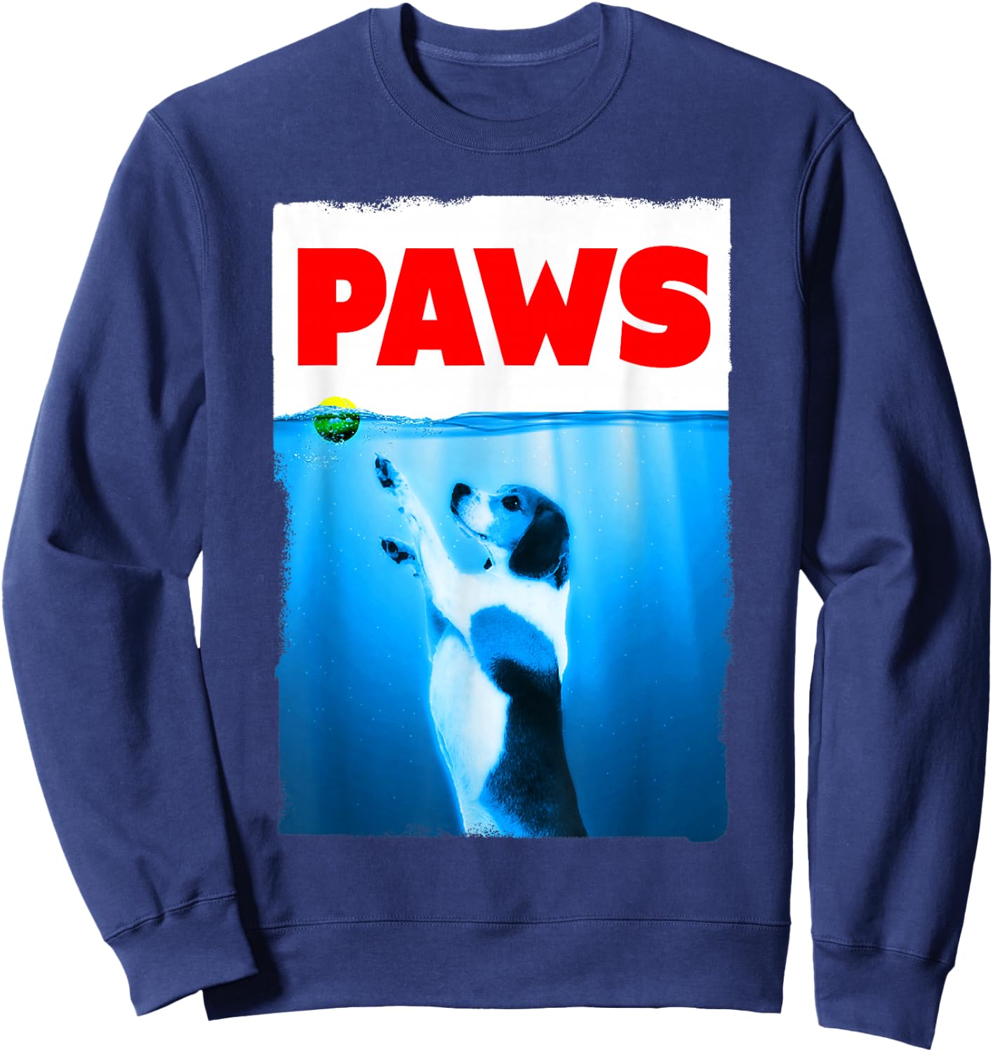 Paws Dog Parody Tennis Ball Sweatshirt - Sweatshirt | Navy