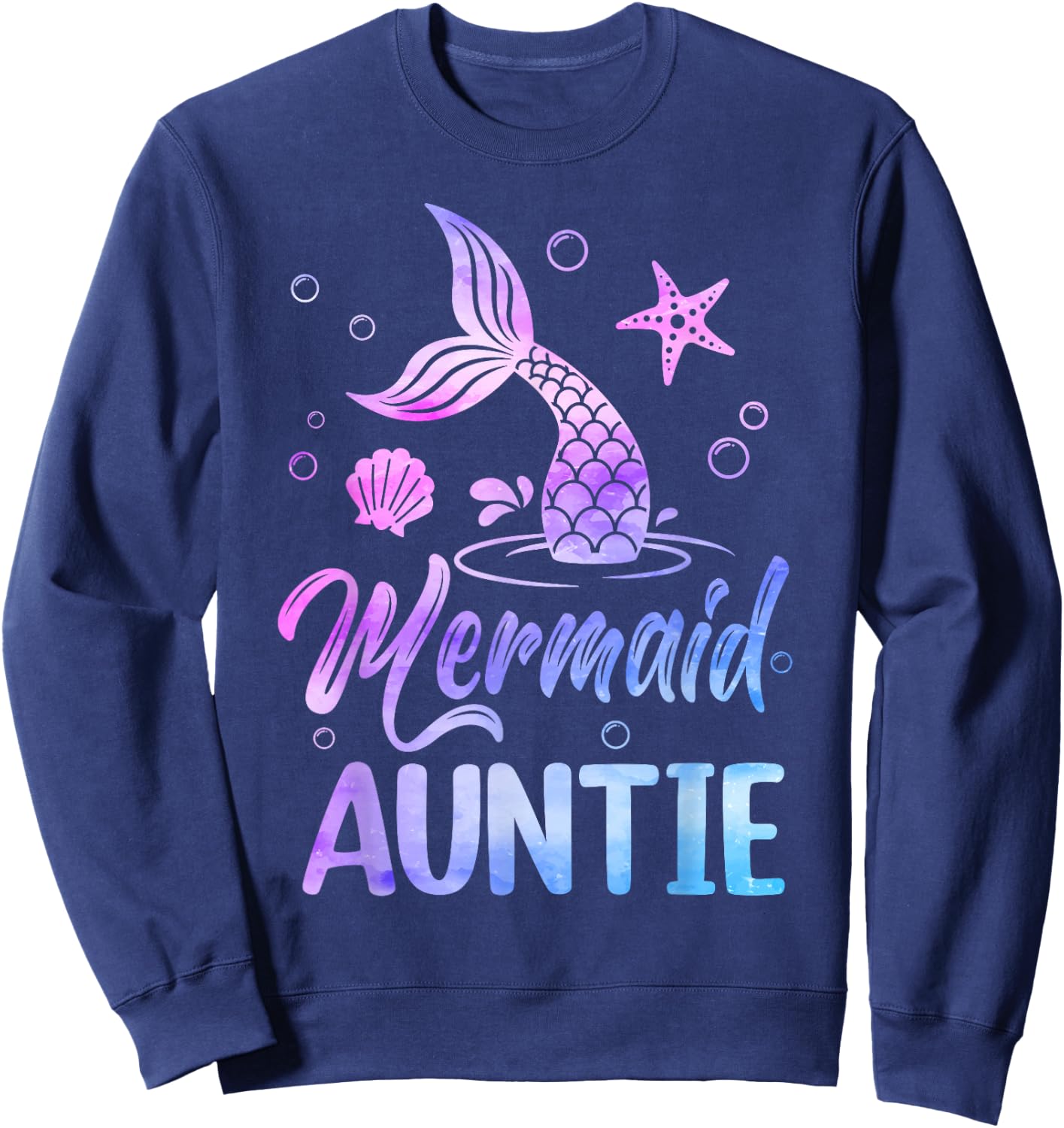 Mermaid Auntie Tail Matching Mermaid Squad Birthday Party Sweatshirt - Sweatshirt | Navy