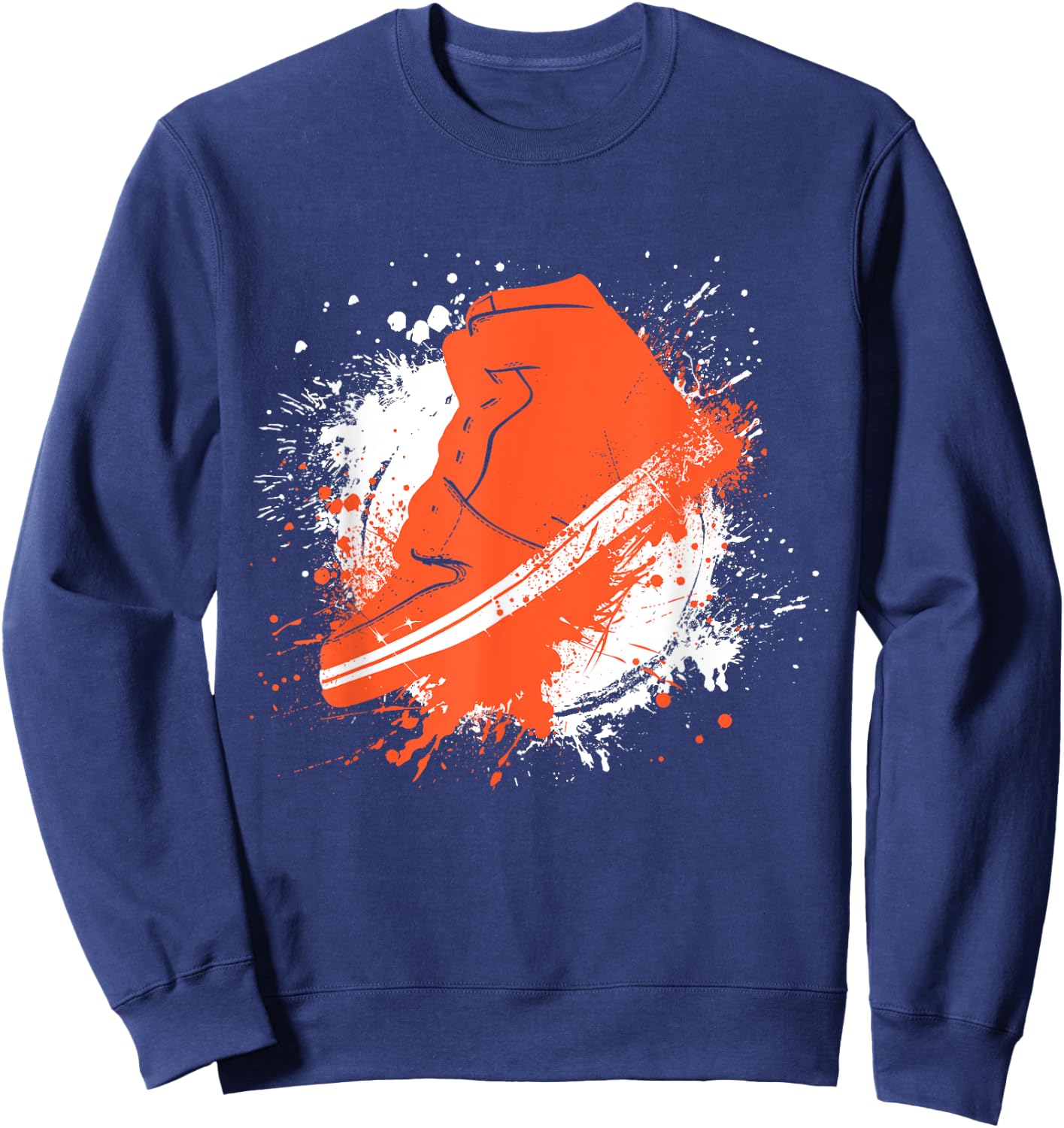 Army Green with Solar Orange Sneaker Graphic Sweatshirt - Sweatshirt | Navy