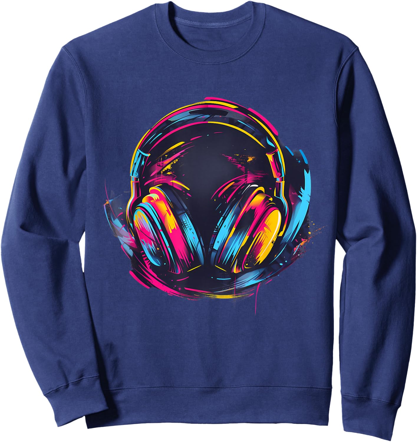 Headphones Music DJ Colourful Music Lover Music Headphones Sweatshirt - Sweatshirt | Navy