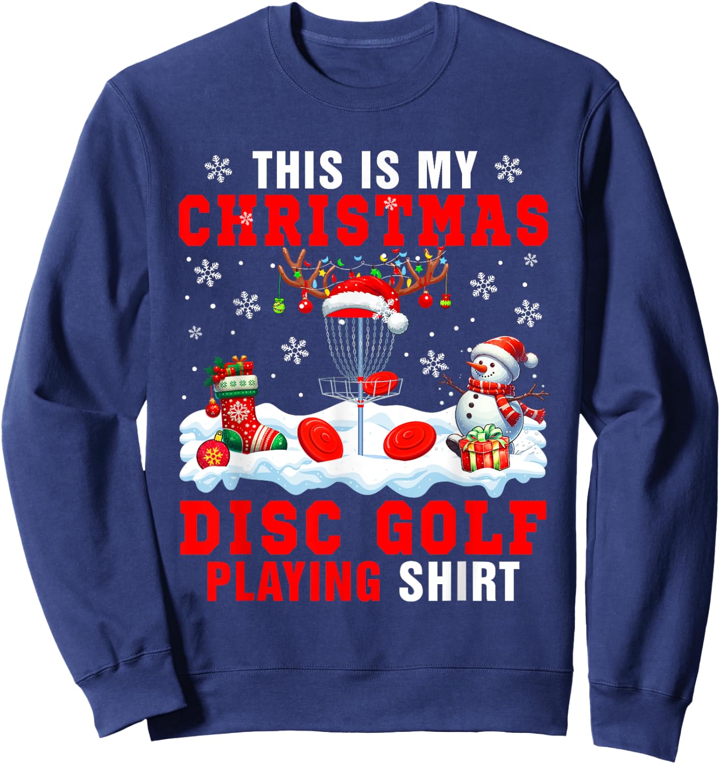 My Christmas Disc Golf Playing Shirt Santa Equipment Player Sweatshirt - Sweatshirt | Navy