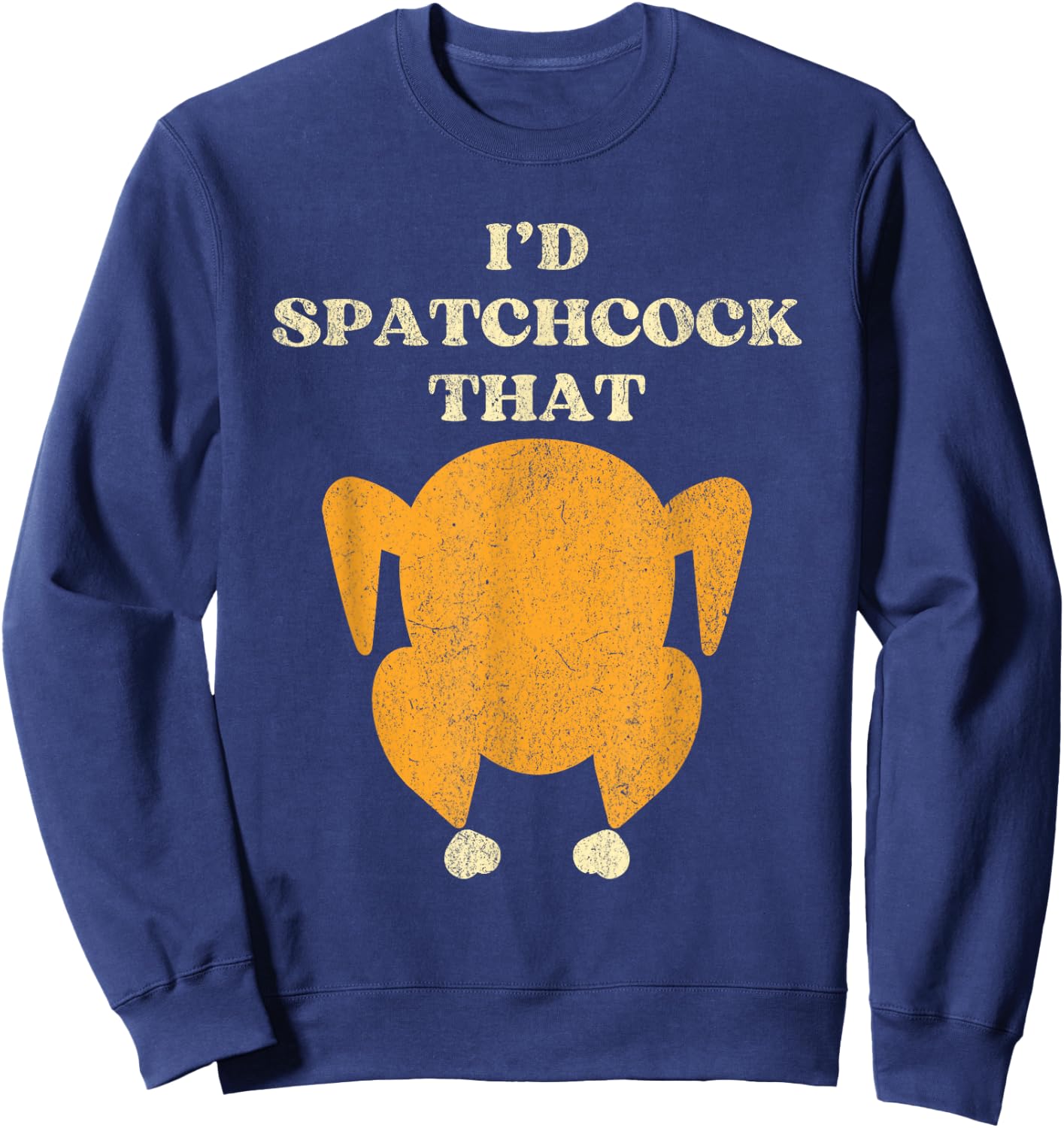 Thanksgiving Spatchcock Turkey Grilling on BBQ Grill Sweatshirt - Sweatshirt | Navy