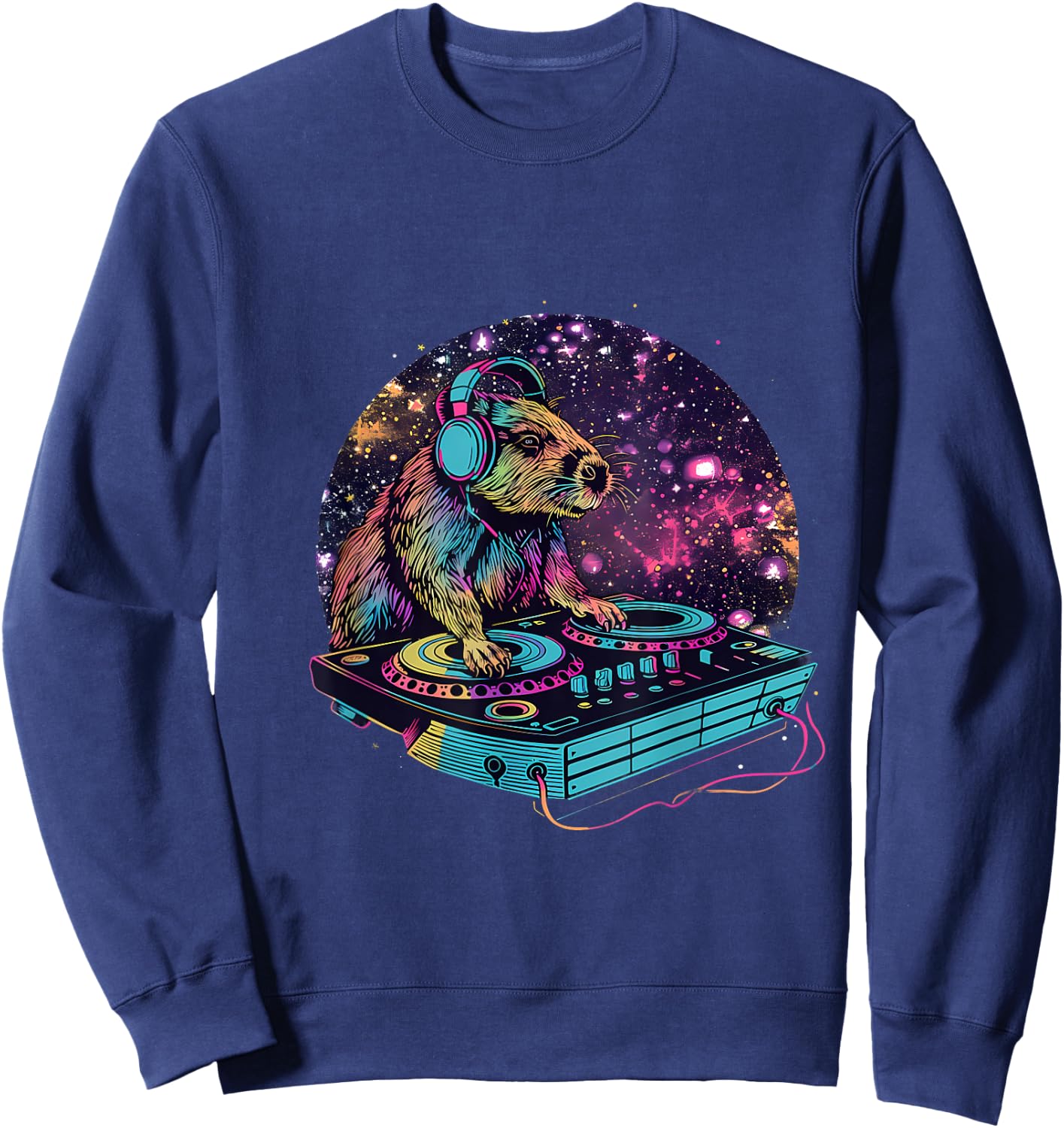 Capybara Music DJ Turntable DJ Capybara Music Producer House Sweatshirt - Sweatshirt | Navy