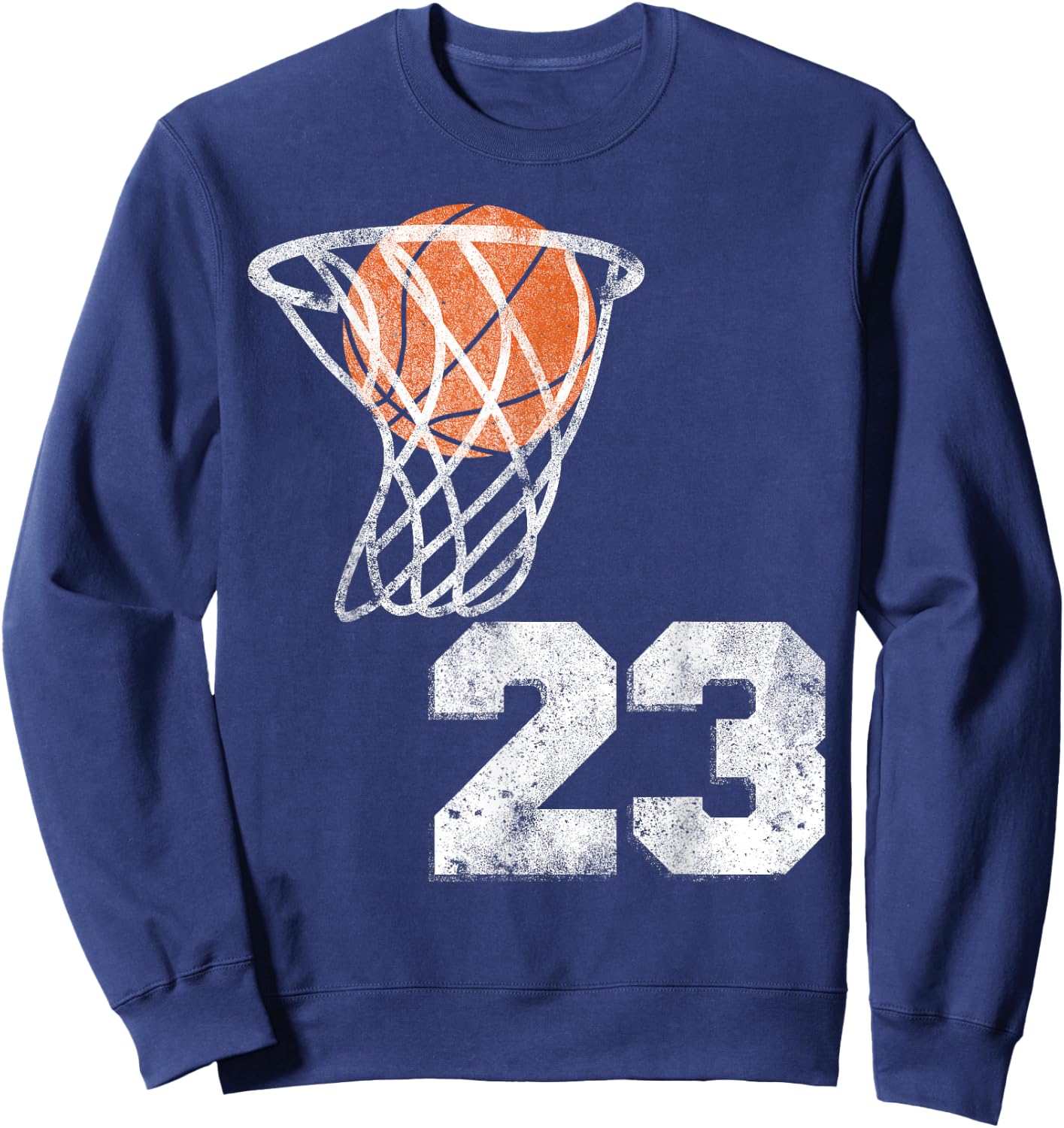 Vintage Basketball Jersey Number 23 Player Number Sweatshirt - Sweatshirt | Navy