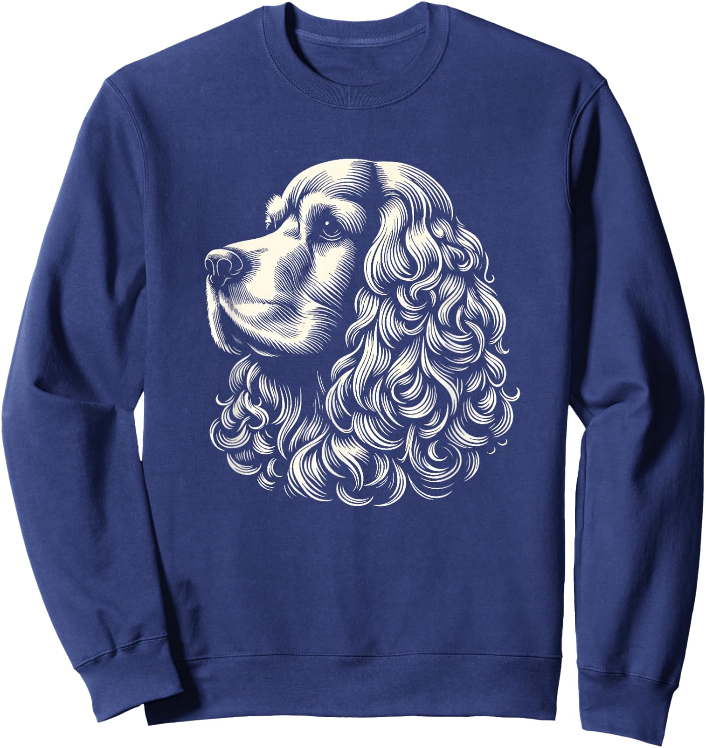 Cocker Spaniel Dog Face Art Design and Sweatshirt - Sweatshirt | Navy