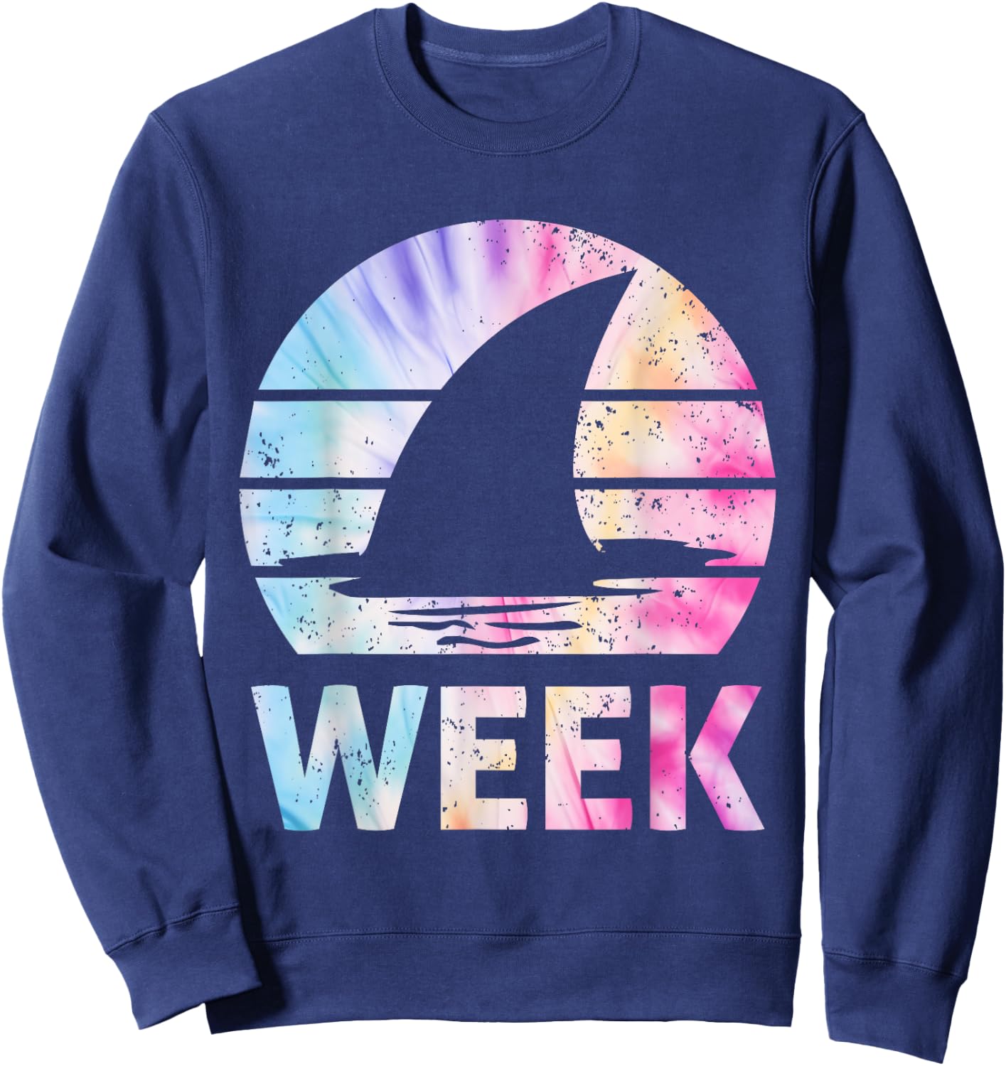 2025 Week Retro Shark Fin Lover Sea Ocean Animal Summer Trip Men Women Girls Kids Sweatshirt - Sweatshirt | Navy