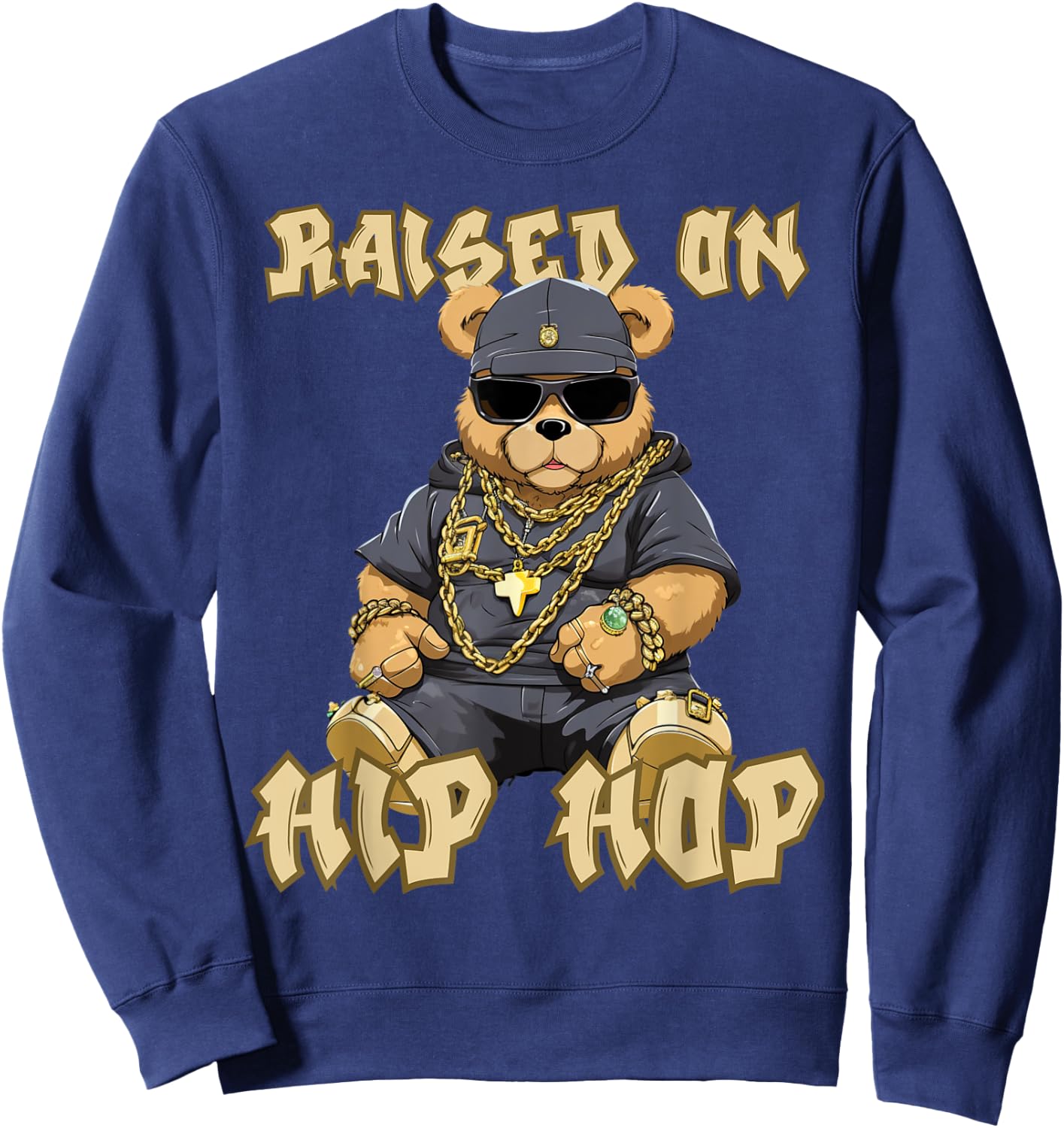 Hip Hop Teddy Bear Celebrating Hip Hop Sweatshirt - Sweatshirt | Navy