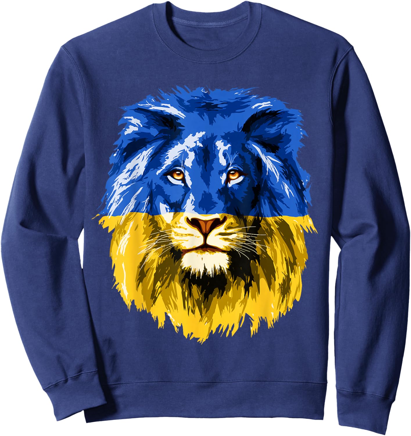 Yellow & Blue Flag Lion Face National Colors Sweatshirt - Sweatshirt | Navy