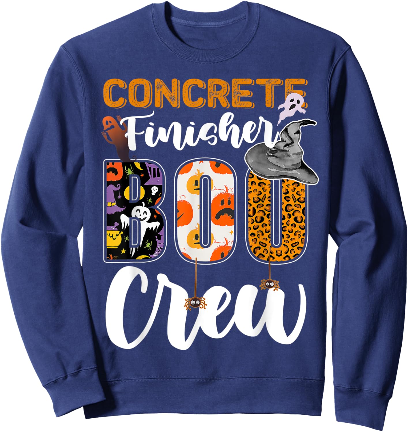 Concrete Finisher Boo Crew Ghost Funny Halloween Matching Sweatshirt - Sweatshirt | Navy
