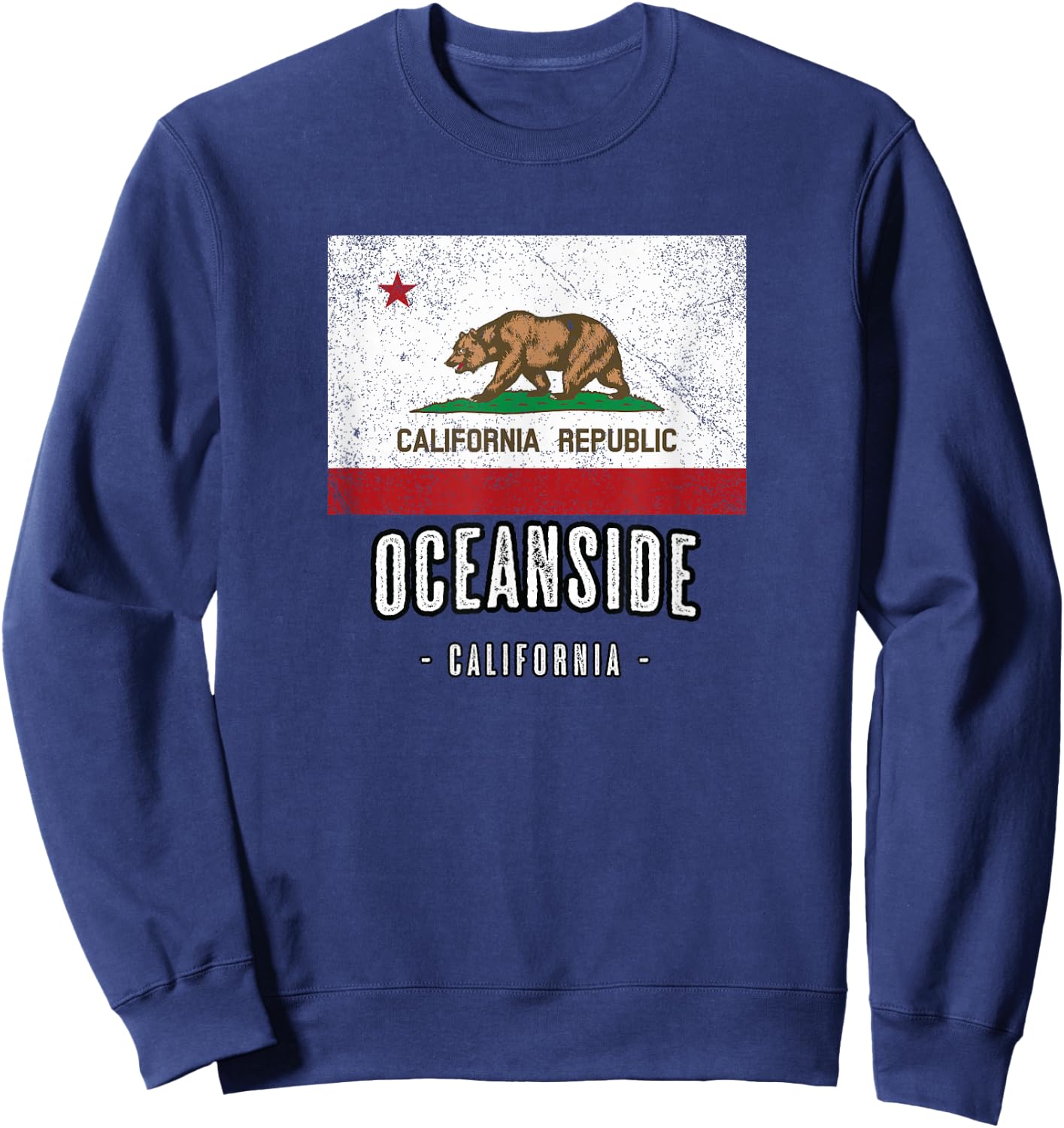 OCEANSIDE California | City CA USA, California Flag Sweatshirt - Sweatshirt | Navy