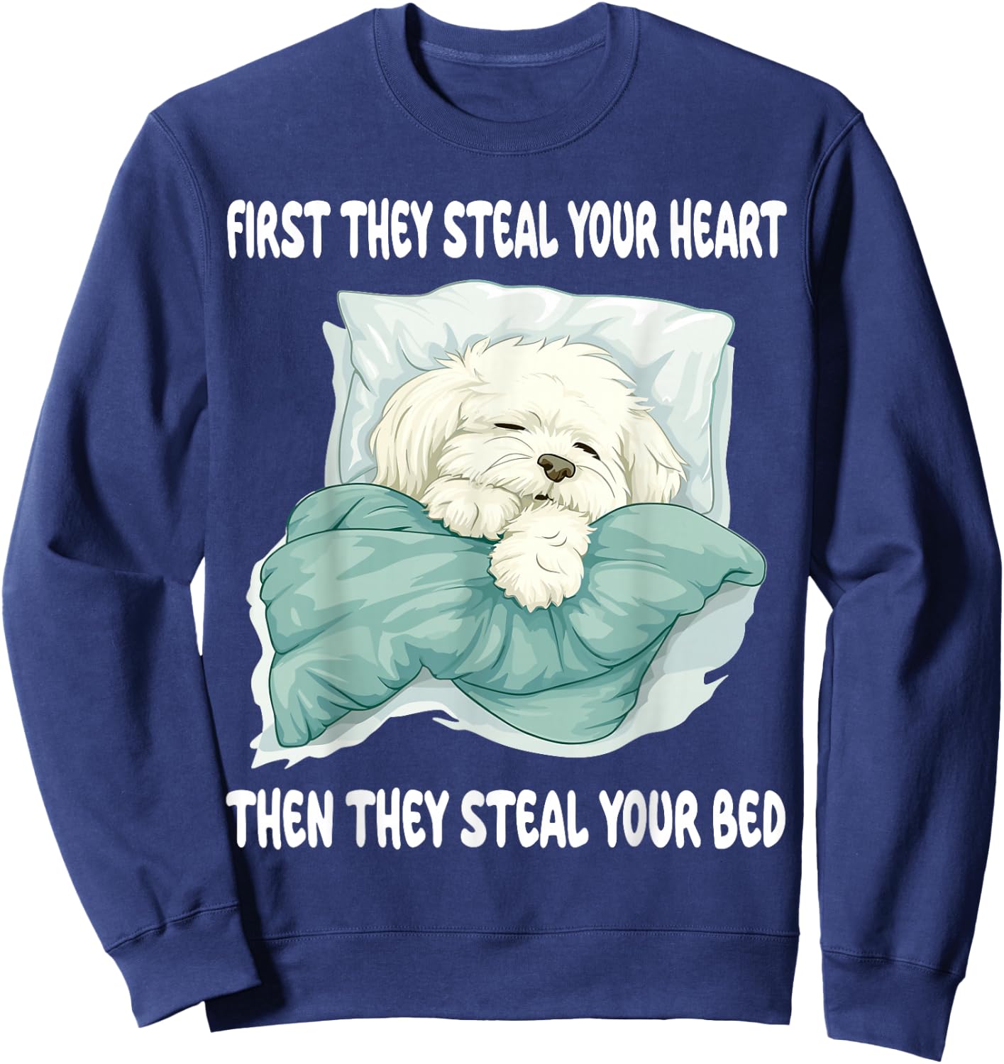 Coton De Tulear Sleeping Pajamas Nightgown Sweatshirt - Sweatshirt | Navy