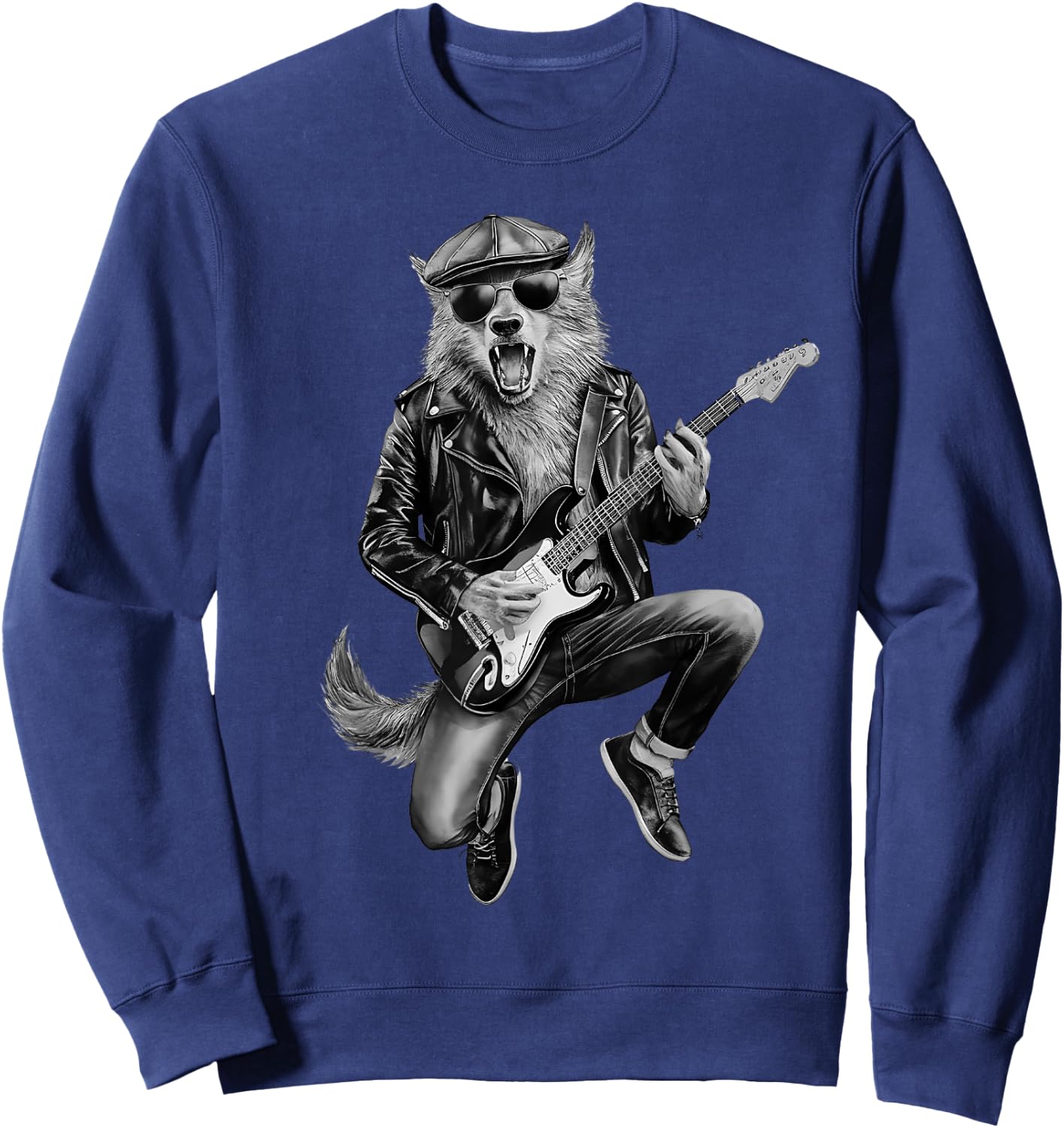 Werewolf Playing Guitar music classic Rocker Sweatshirt - Sweatshirt | Navy
