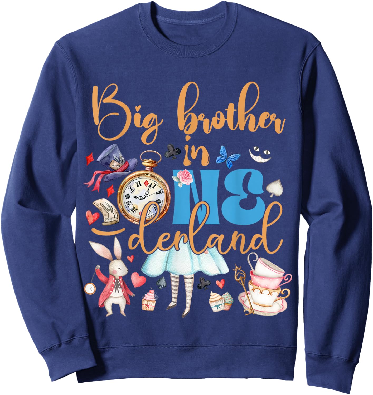 Alice Big Brother in ONEderland Birthday Family Sweatshirt - Sweatshirt | Navy