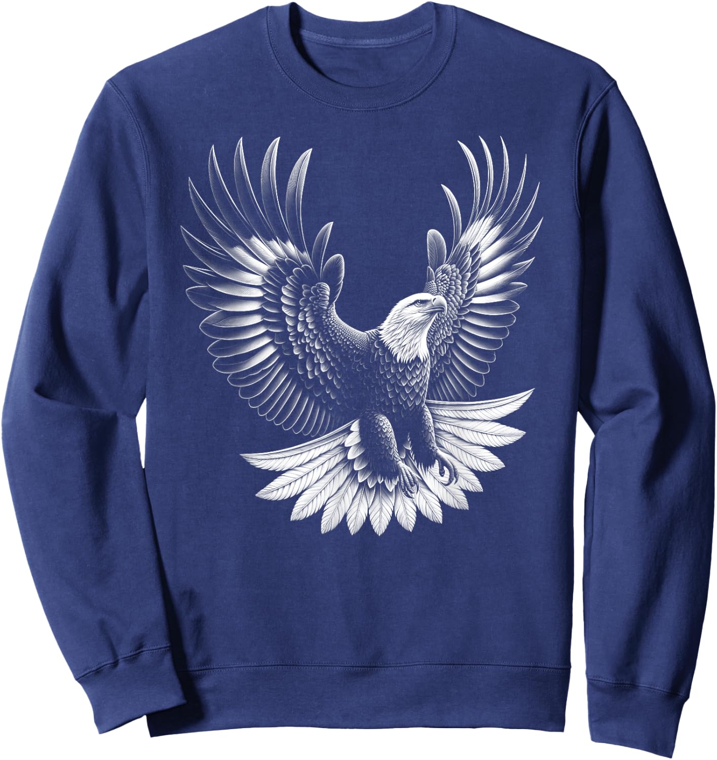Proud Eagle with Spread Wings in Drawing Style Sweatshirt - Sweatshirt | Navy