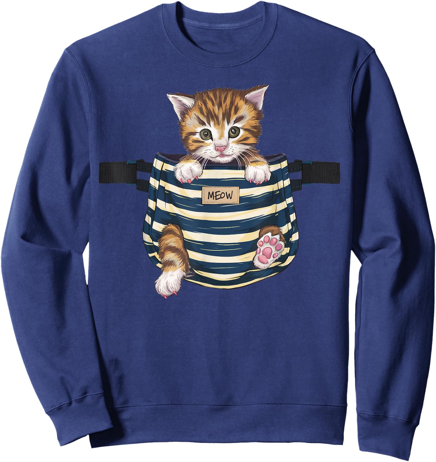 Cat Pocket Cute Kitten Gifts For Cat Lover Cat Mom Cat Dad Women Kids Sweatshirt - Sweatshirt | Navy
