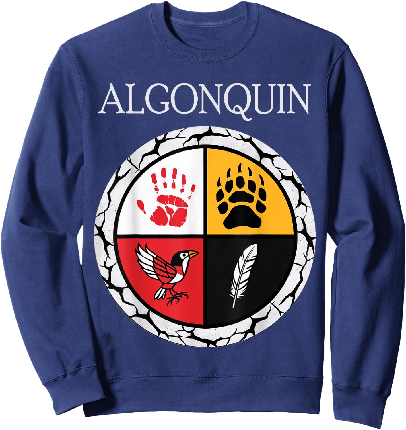 Algonquin Tribe Native American Medicine Wheel Sweatshirt - Sweatshirt | Navy