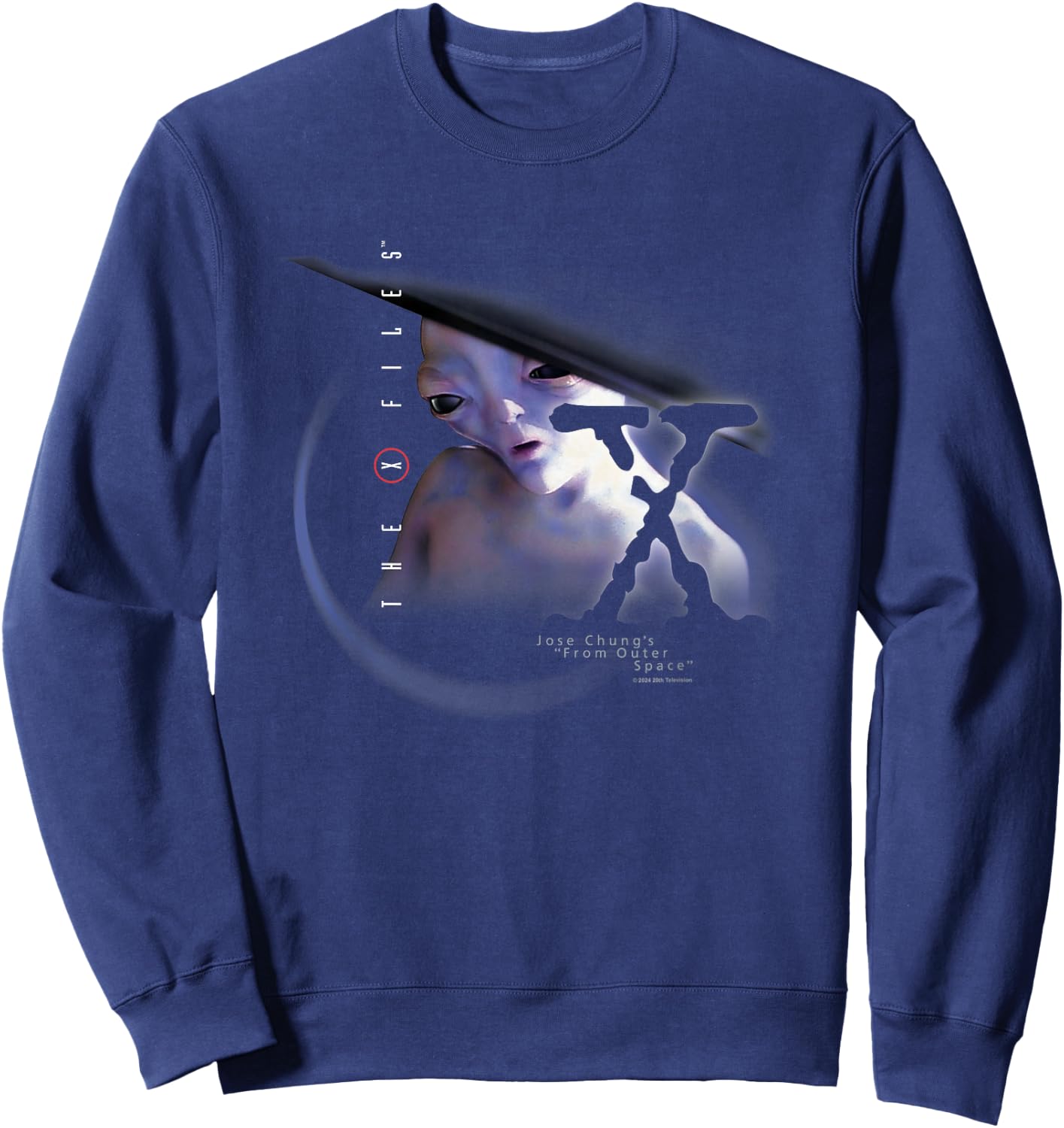 X-Files Jose Chung's From Outer Space Alien Big Chest Poster Sweatshirt - Sweatshirt | Navy