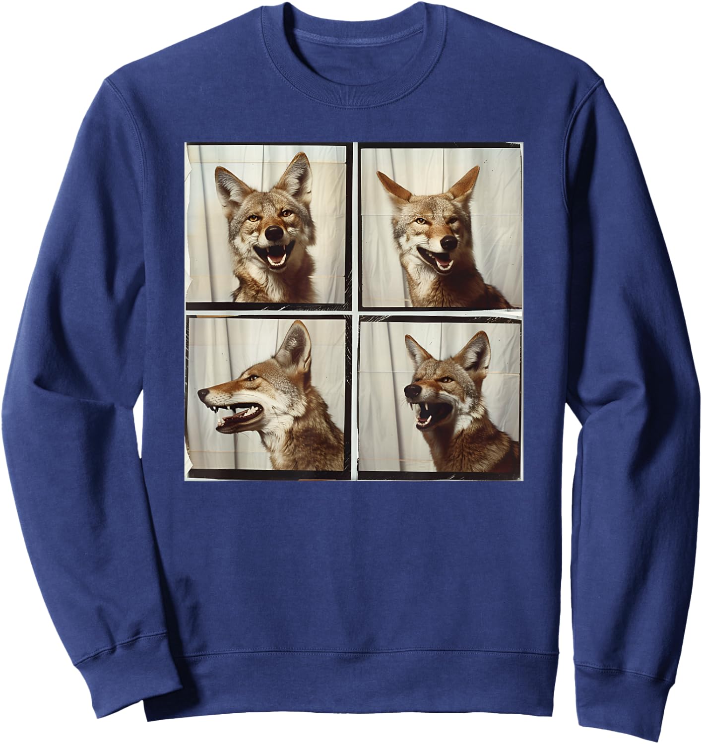 Cool Coyote Wolf Funny Animal Photobooth Smiling Coyote Sweatshirt - Sweatshirt | Navy