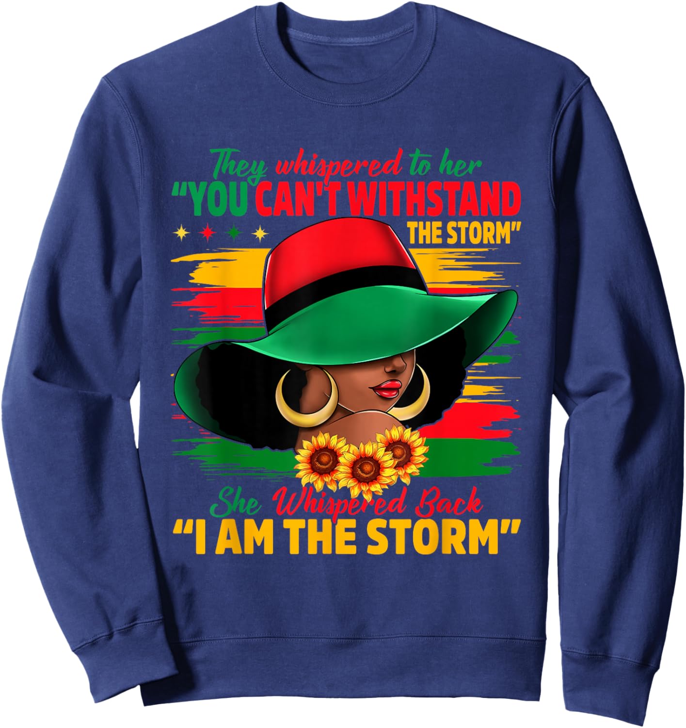 Proud Black African American Ladies Black History Month Sweatshirt - Sweatshirt | Navy