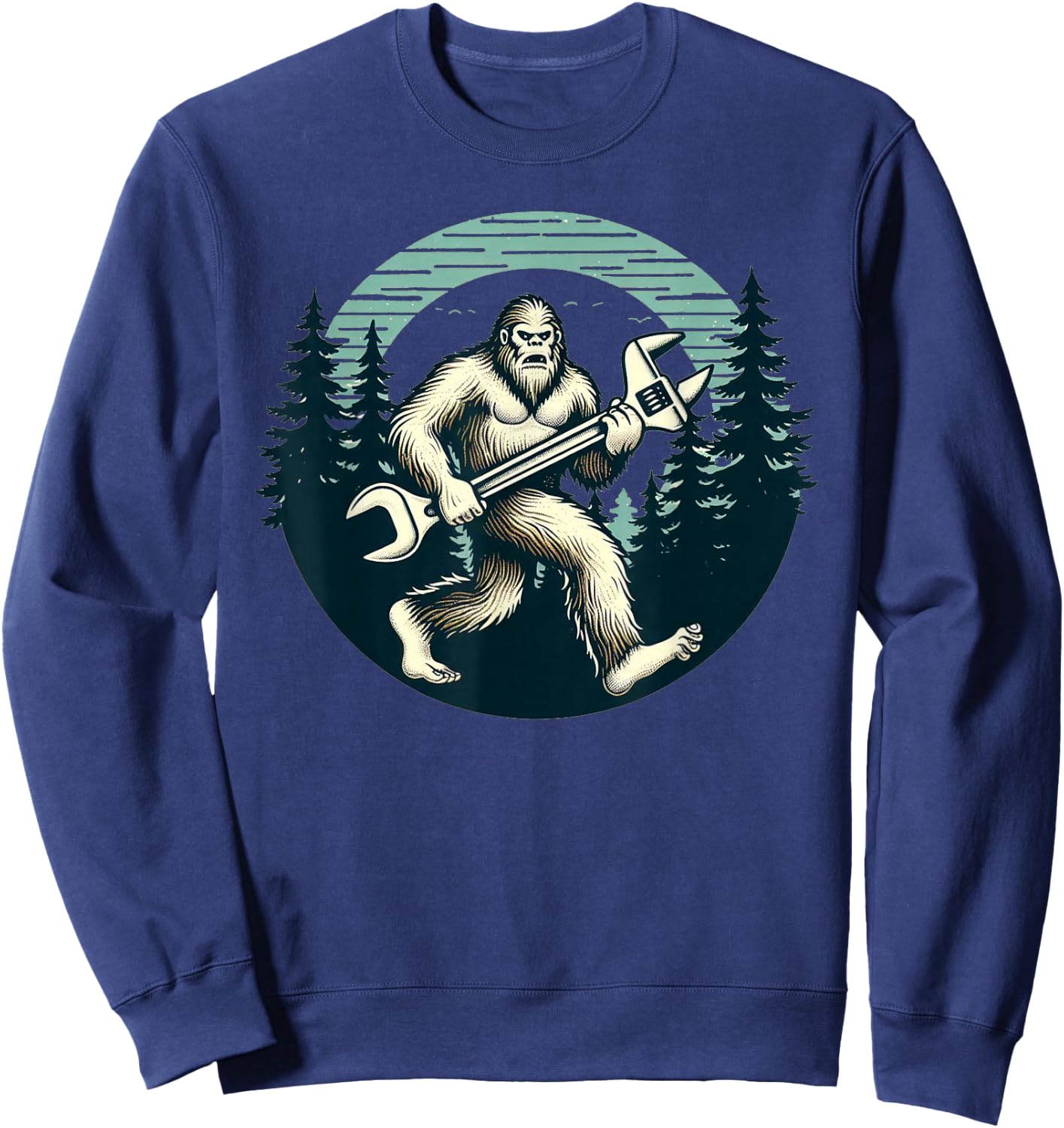 Bigfoot Plumber Pipe Wrench Funny Sasquatch Plumbing Sweatshirt - Sweatshirt | Navy