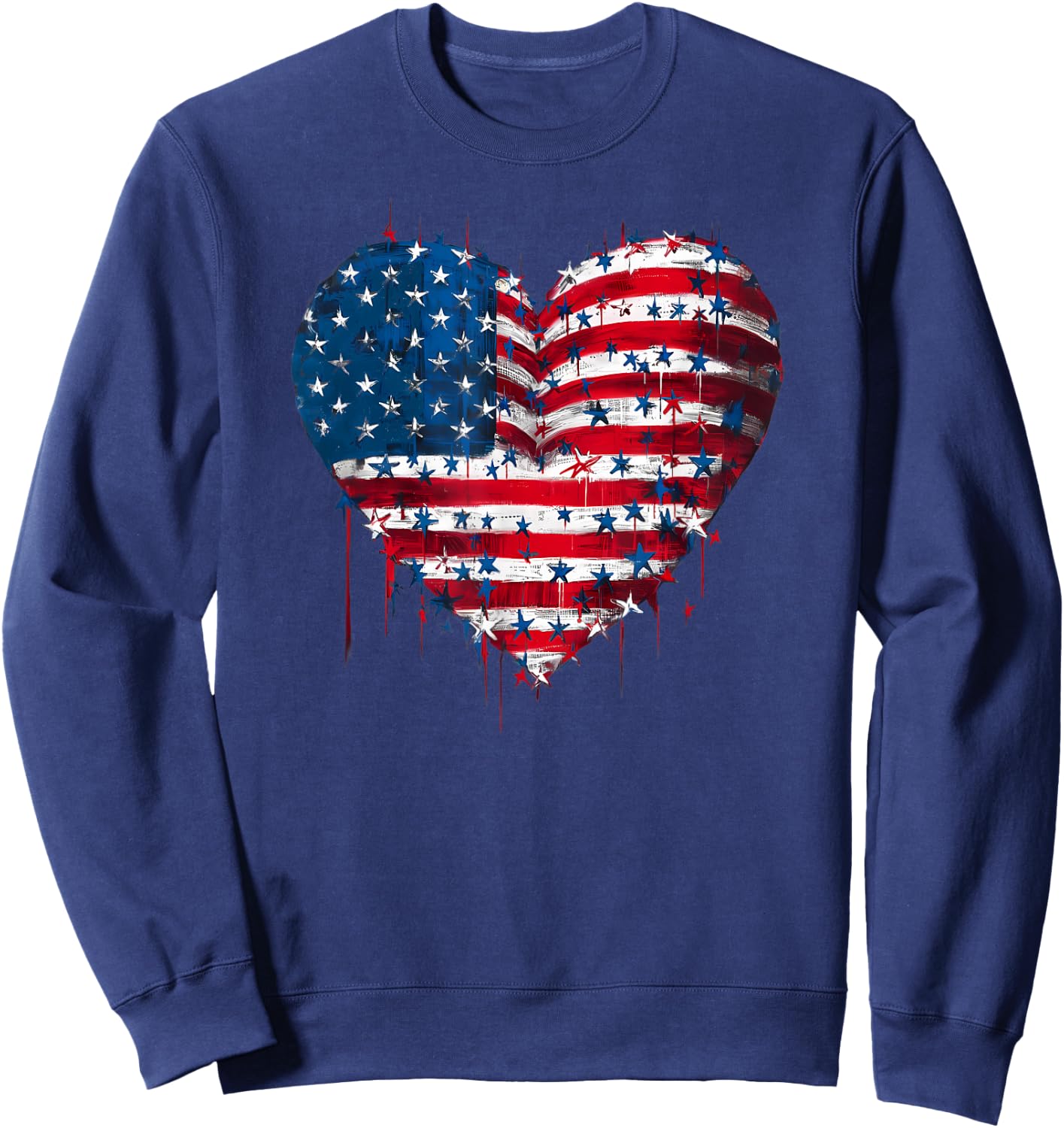 USA Flag Patriotic American Heart Armed Forces 4th of July Sweatshirt - Sweatshirt | Navy