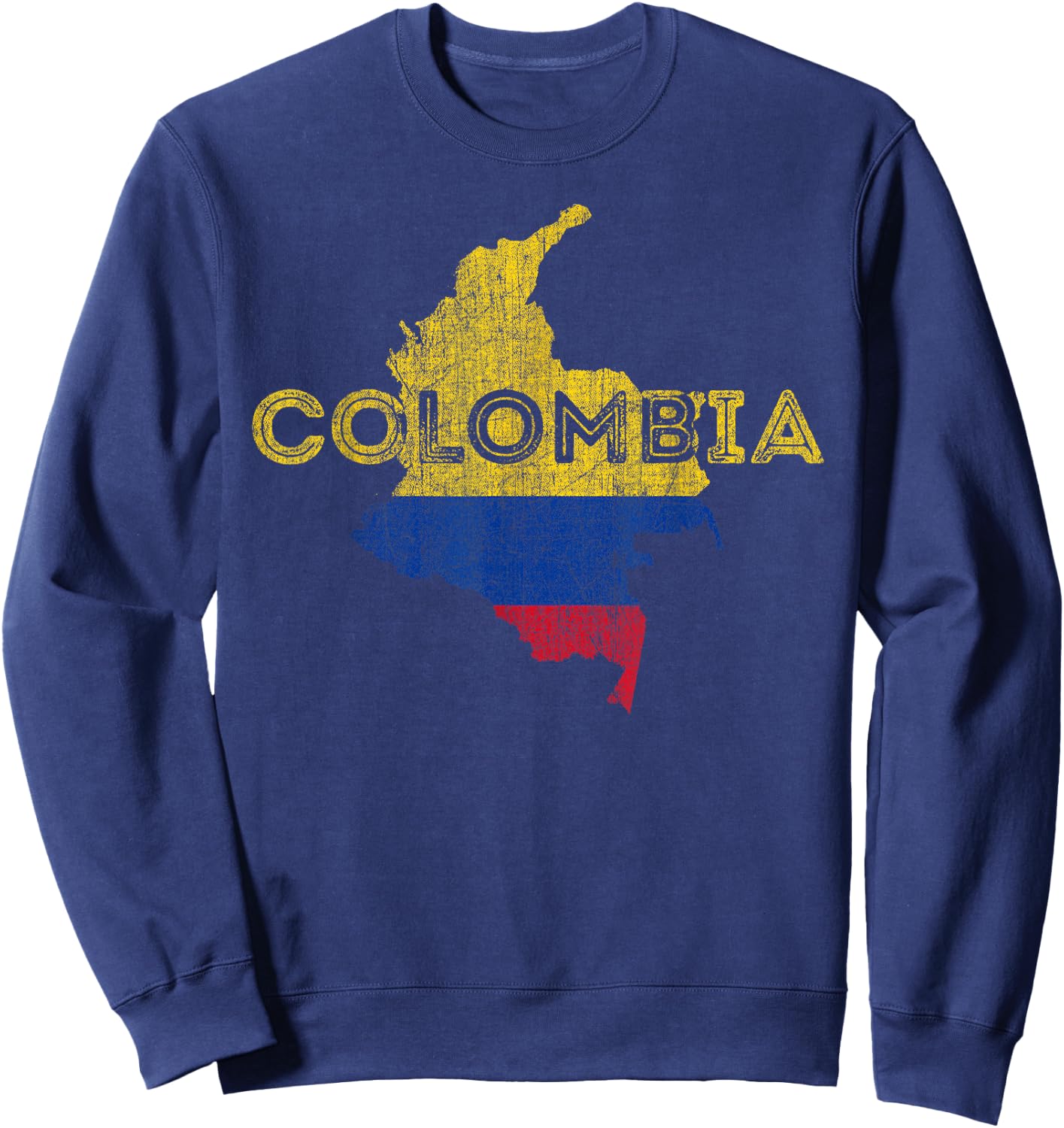 Colombian Map and Flag Souvenir - Distressed Colombia Sweatshirt - Sweatshirt | Navy