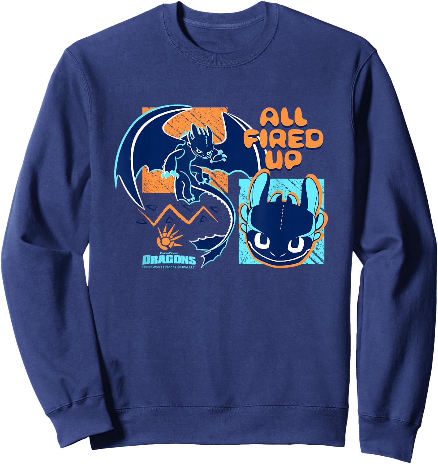 How to Train Your Dragon All Fired Up Toothless Chest Poster Sweatshirt - Sweatshirt | Navy
