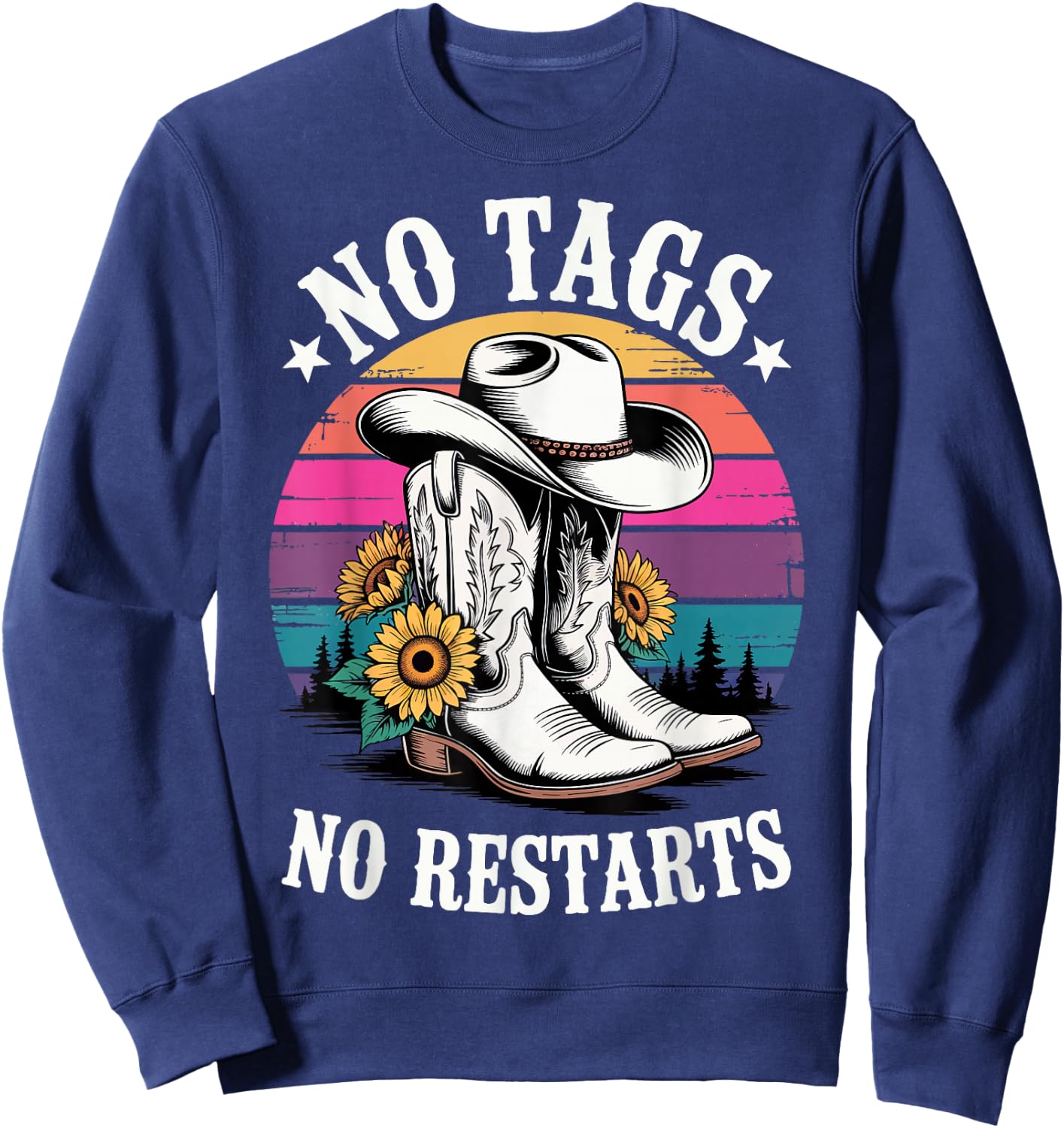 No Tags No Restarts Western Country Dancer Sweatshirt - Sweatshirt | Navy