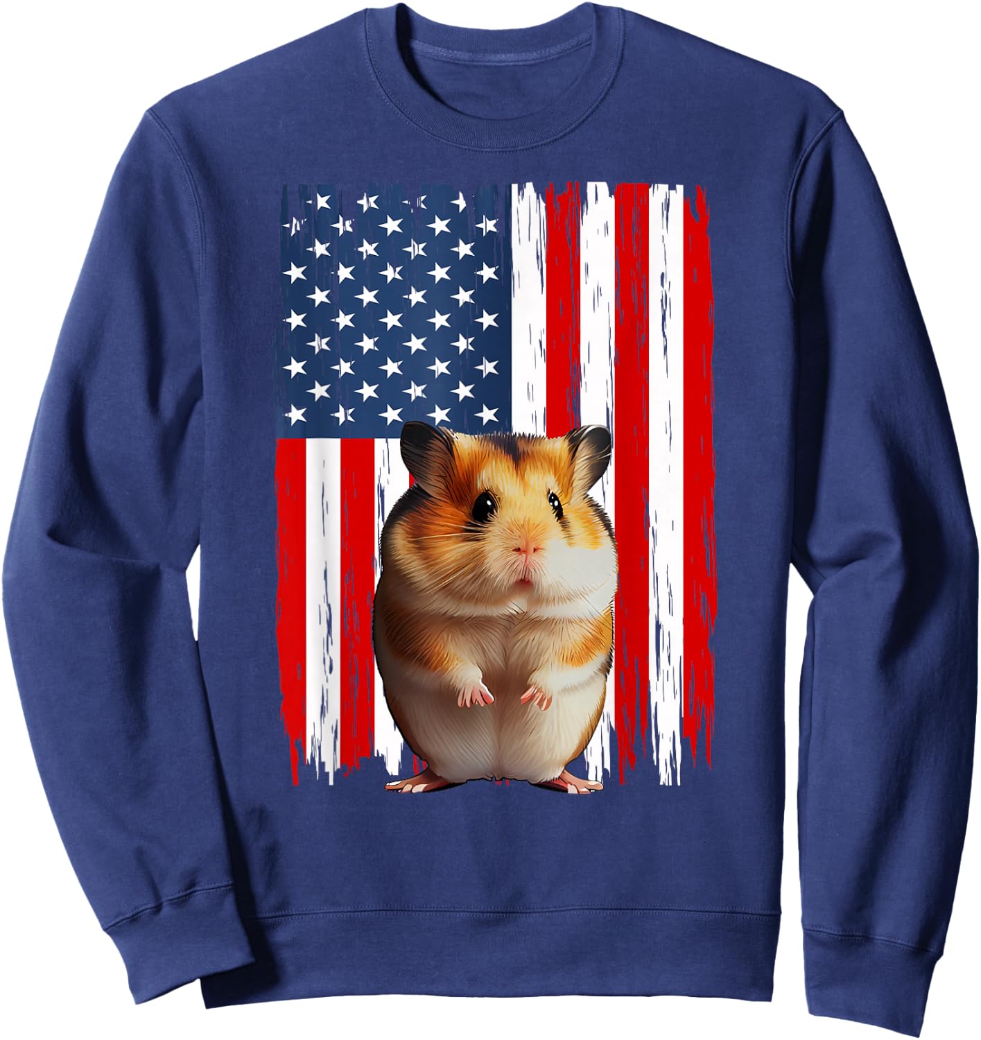 Patriotic Hamster American Flag 4th Of July Men Women Sweatshirt - Sweatshirt | Navy