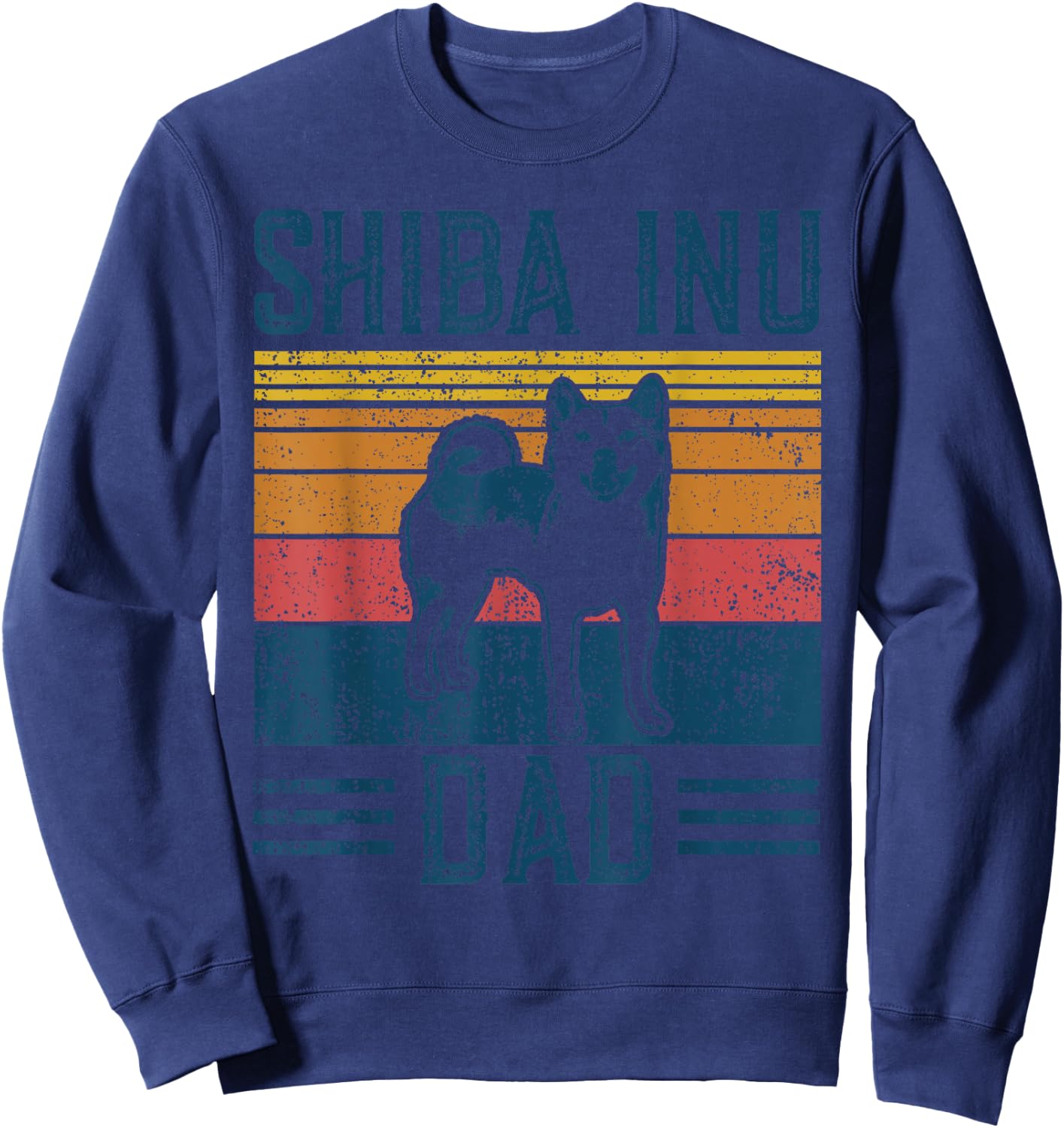 Dog | Crypto Doge Papa - Vintage Shiba Inu Dad Sweatshirt - Sweatshirt | Navy
