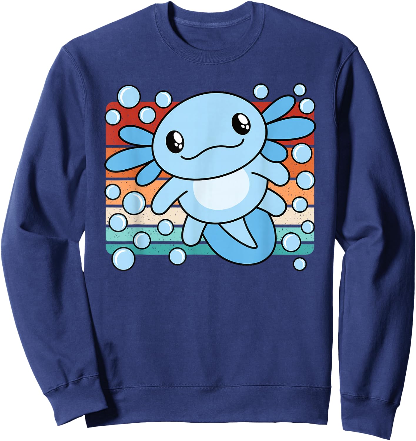 Cute Kawaii Axolotl Salamander Retro Boys Girls Kids Sweatshirt - Sweatshirt | Navy