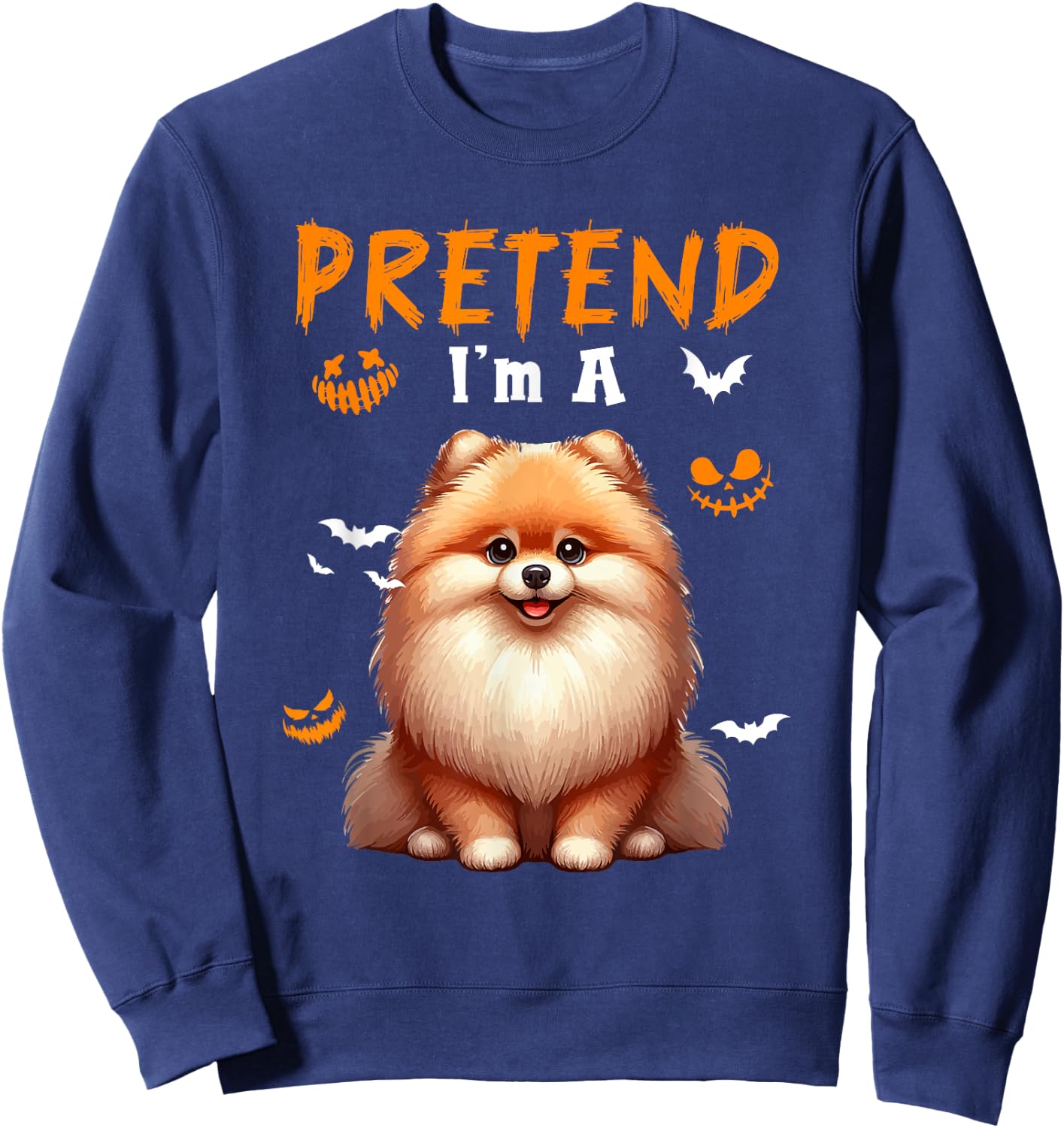 Pretend I'm A Pomeranian Halloween Costume Owner Kids Sweatshirt - Sweatshirt | Navy