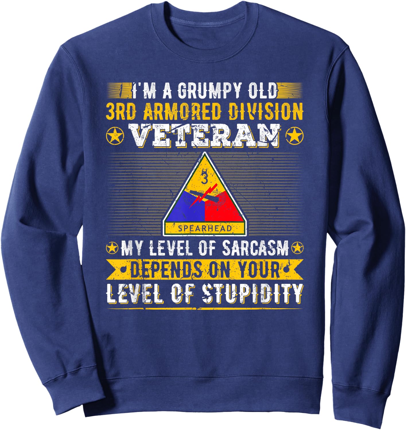 Grumpy Old 3rd Armored Division Veteran Military Army Sweatshirt - Sweatshirt | Navy