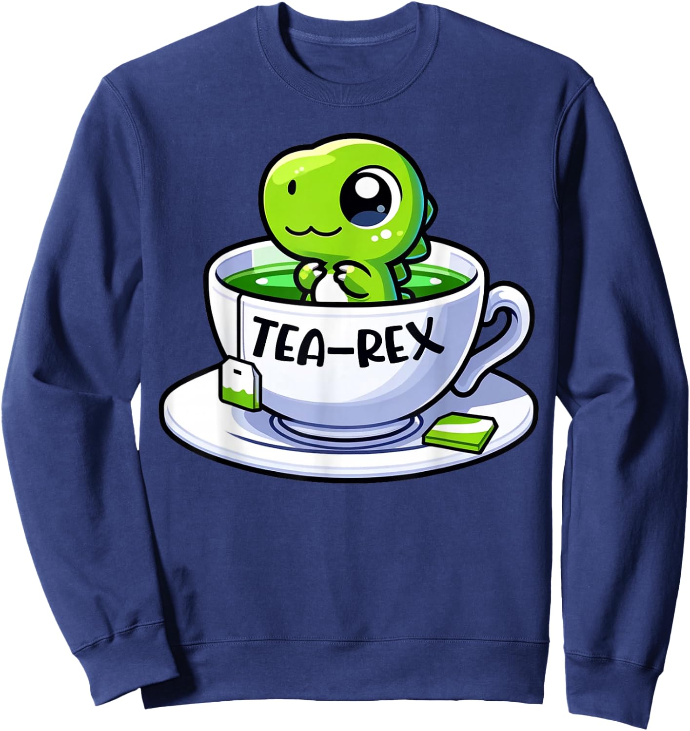 Tea Rex Dinosaur Funny Pun Lover Tea Lover Design Sweatshirt - Sweatshirt | Navy