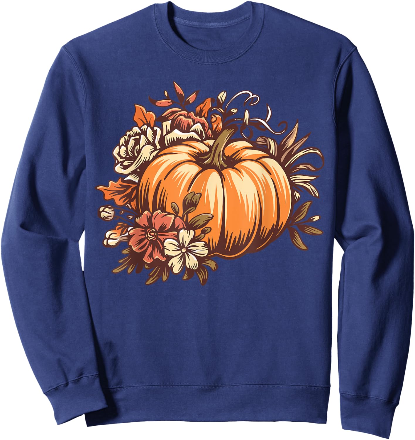 Fall Shirt Women Vintage Pumpkin Autumn Graphic Thanksgiving Sweatshirt - Sweatshirt | Navy