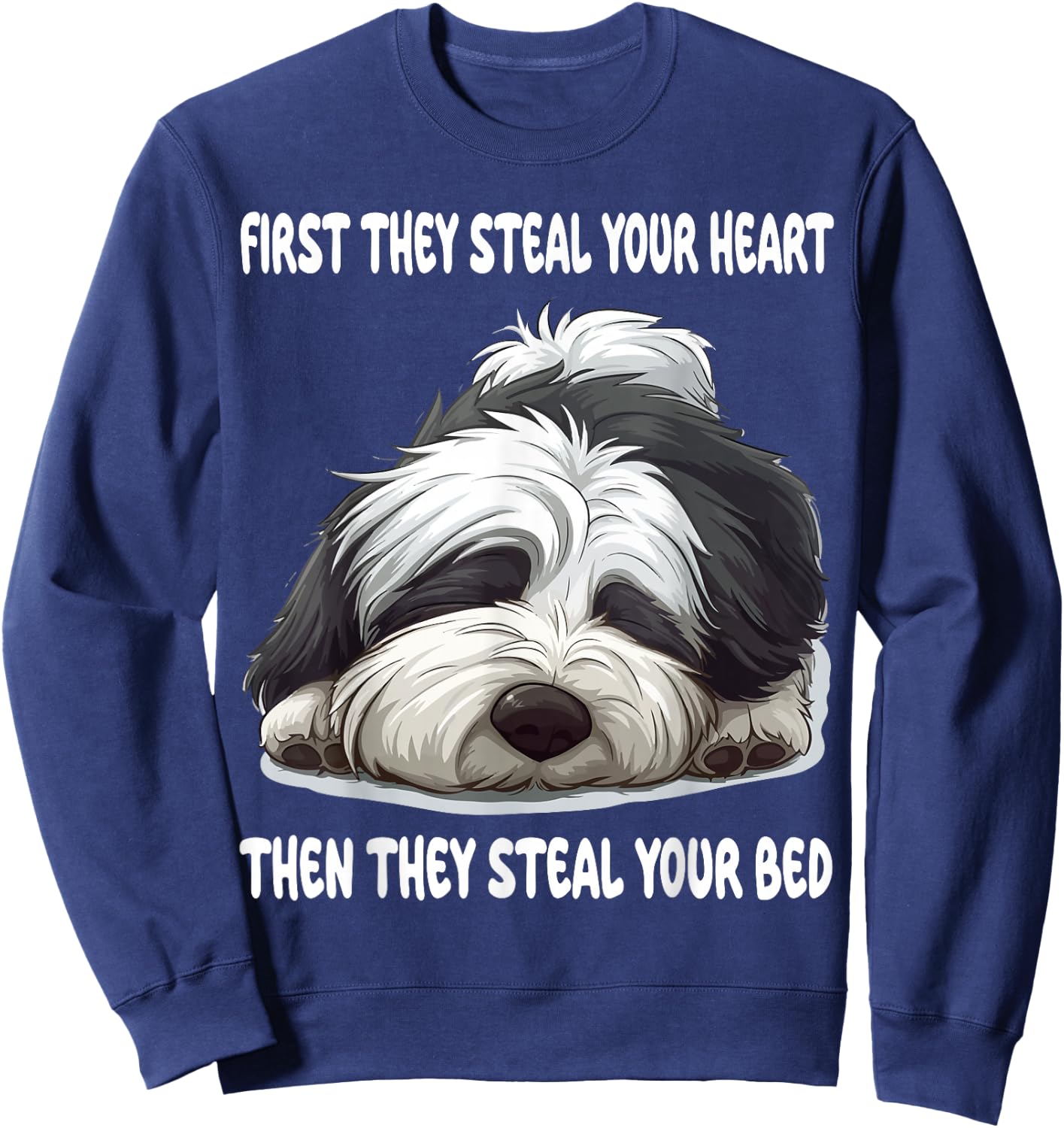Old English Sheepdog Sleeping Pajamas Nightgown Sweatshirt - Sweatshirt | Navy