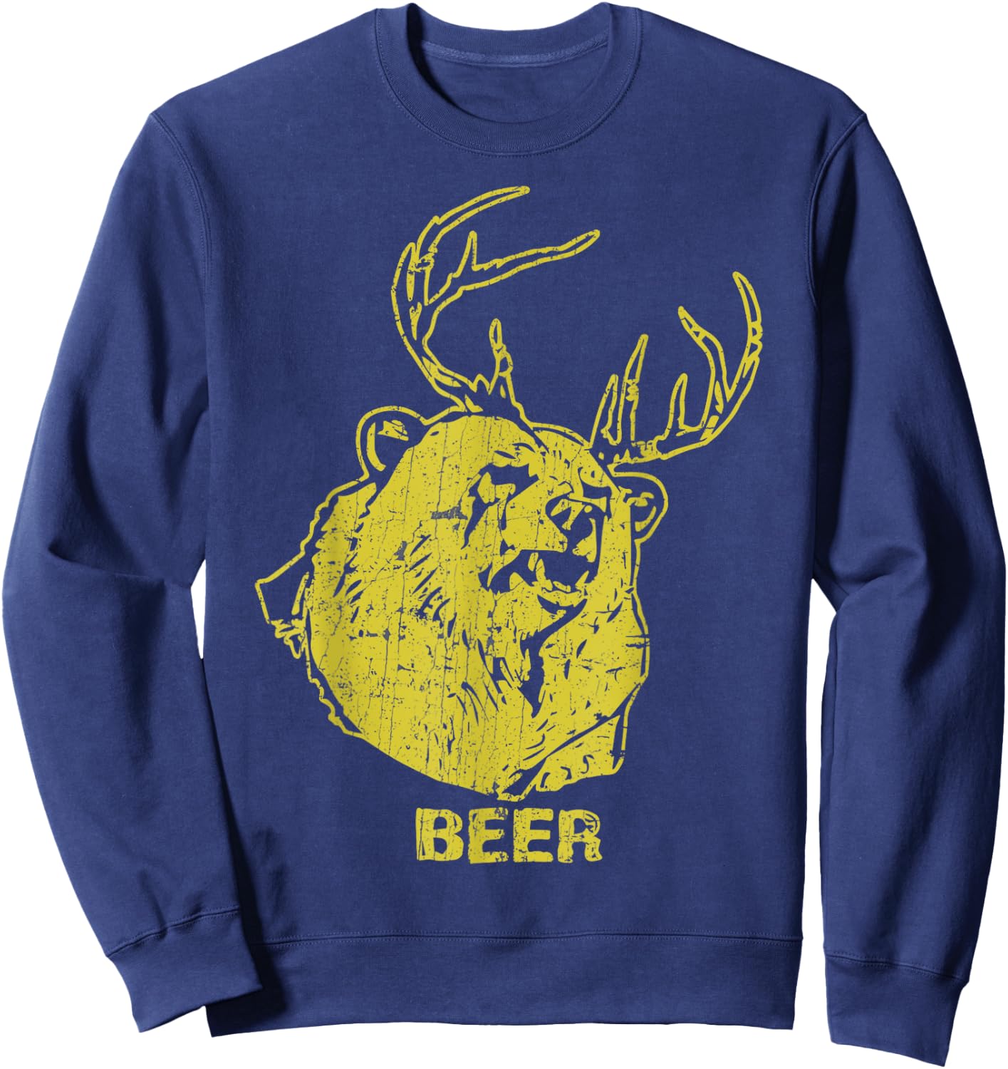 Bear Deer Beer Vintage Horn Bear Hunting Sweatshirt - Sweatshirt | Navy